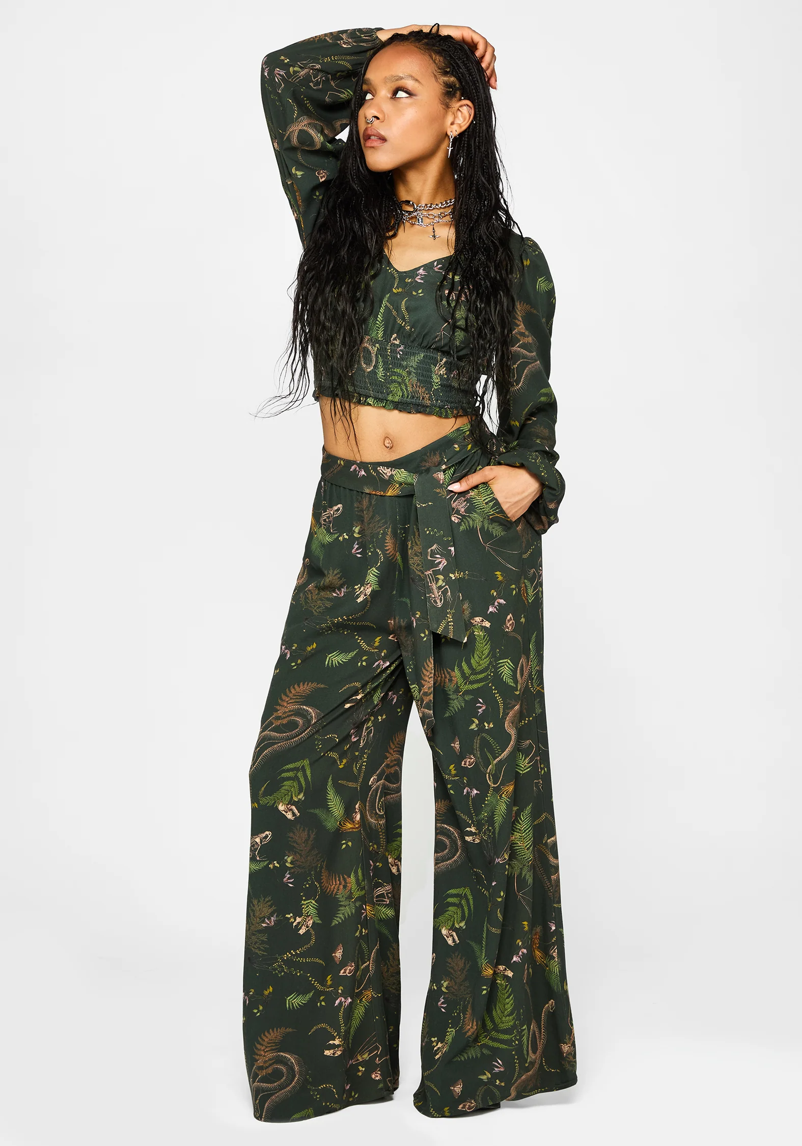 Noctaris Print Wide Leg Palazzo Trousers - Image 7