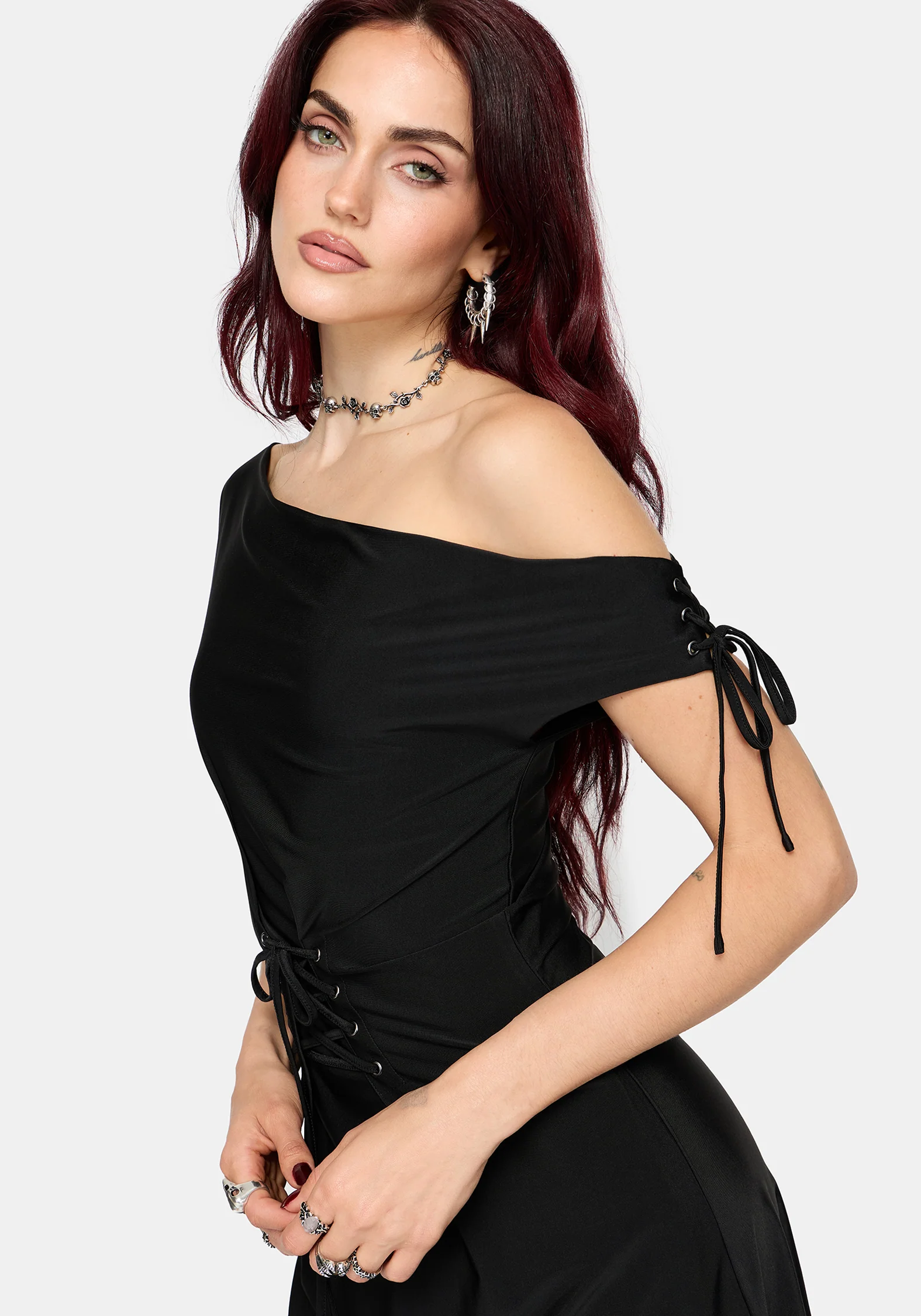 Noctavia Cowl Neck Lace up Mini Dress - Image 2