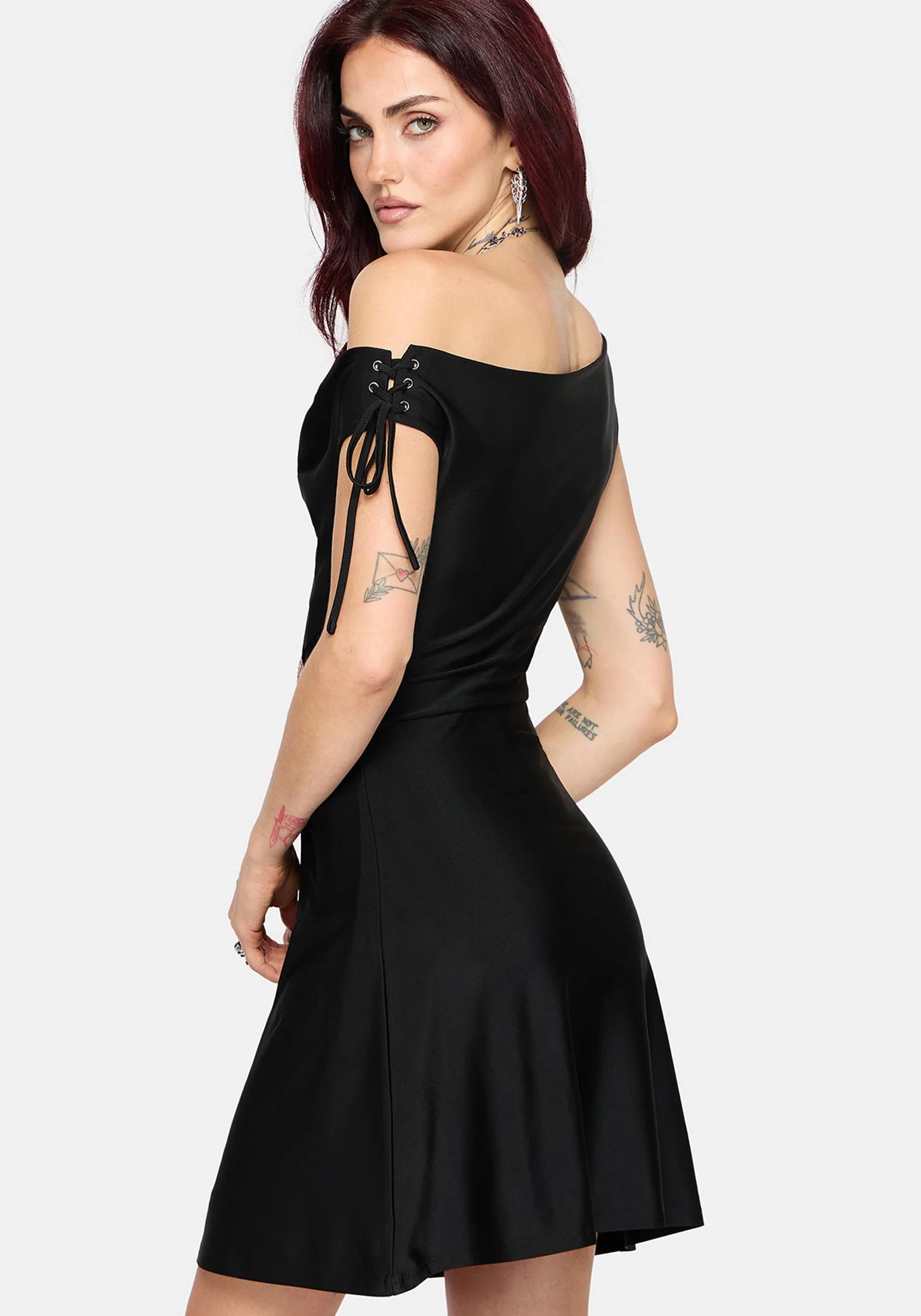 Noctavia Cowl Neck Lace up Mini Dress - Image 4