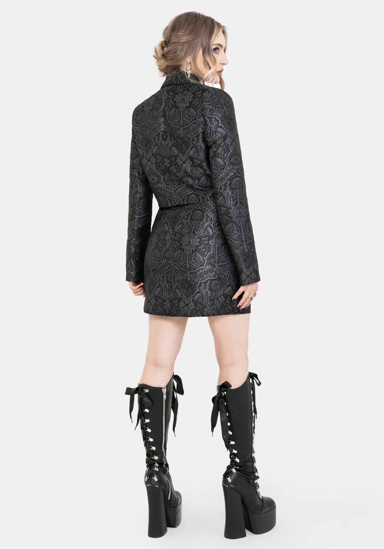 Nocturna Jacquard Kurz Geschnitten Blazer - Image 3