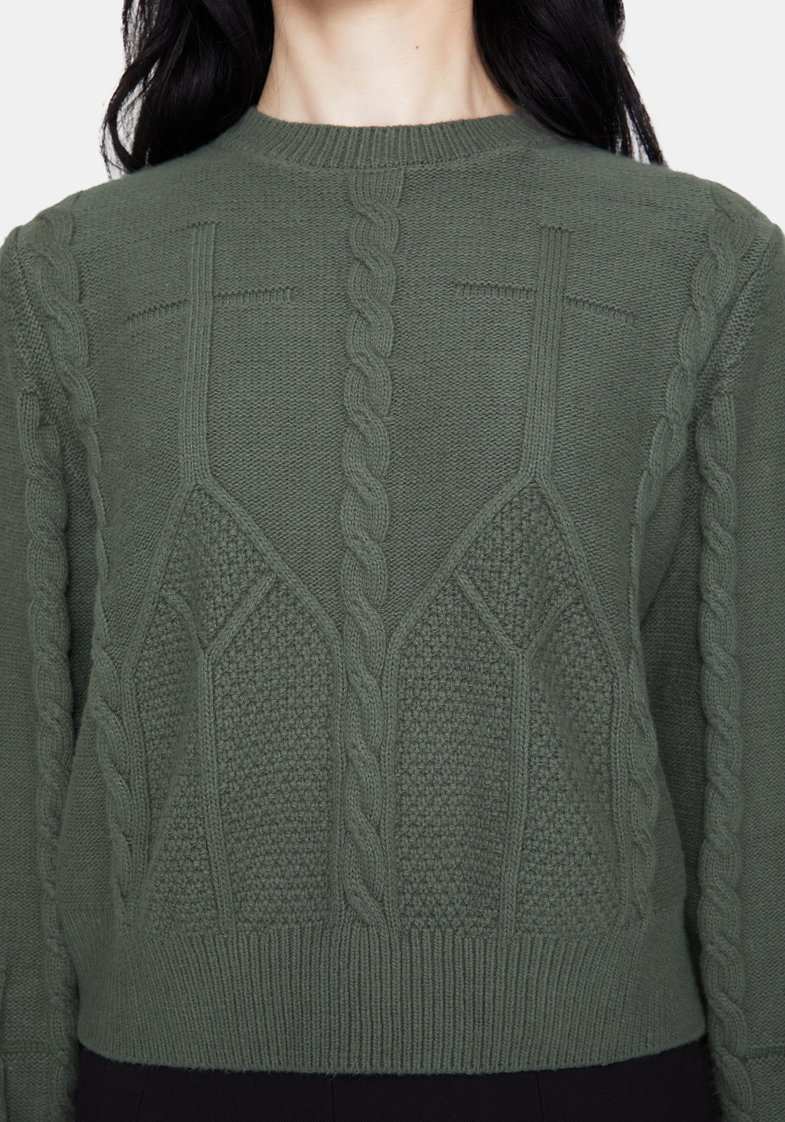 Noir Baumwolle Gothic Bogen Kurz Geschnitten Zopf Gestrickt Pullover - Image 2