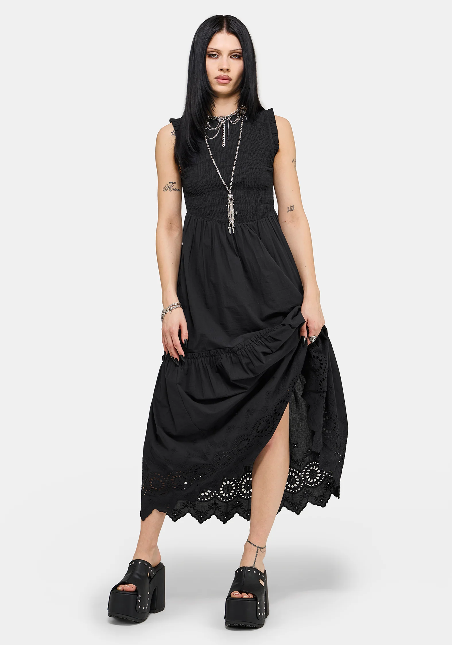 Noirette Broderie Midi Dress - Image 3
