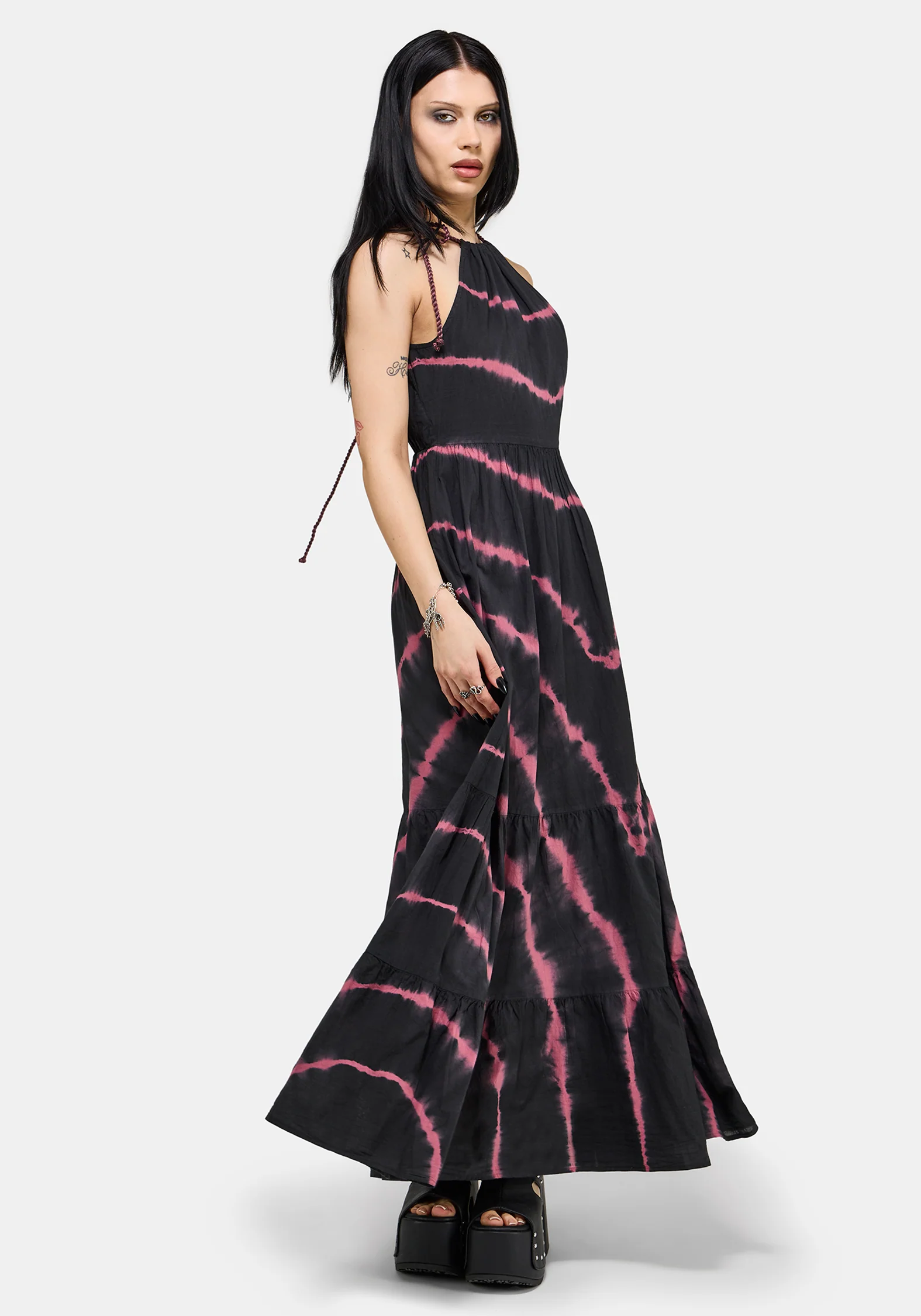Noxielle Tie Dye Halter Neck Racer Maxi Dress - Image 5