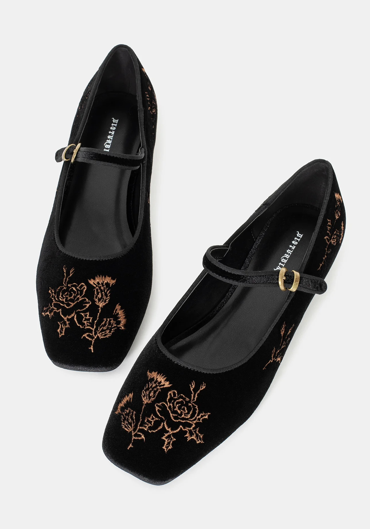 Nyla Samt Bestickt Ballerina Pumps - Image 7