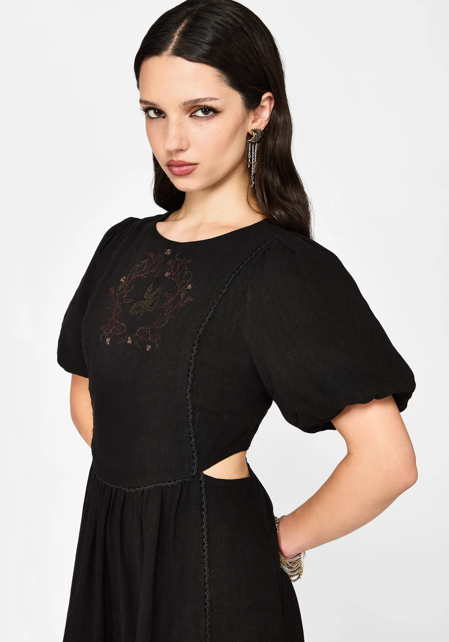 Ophidian Embroidered Cut Out Mini Dress - Image 2