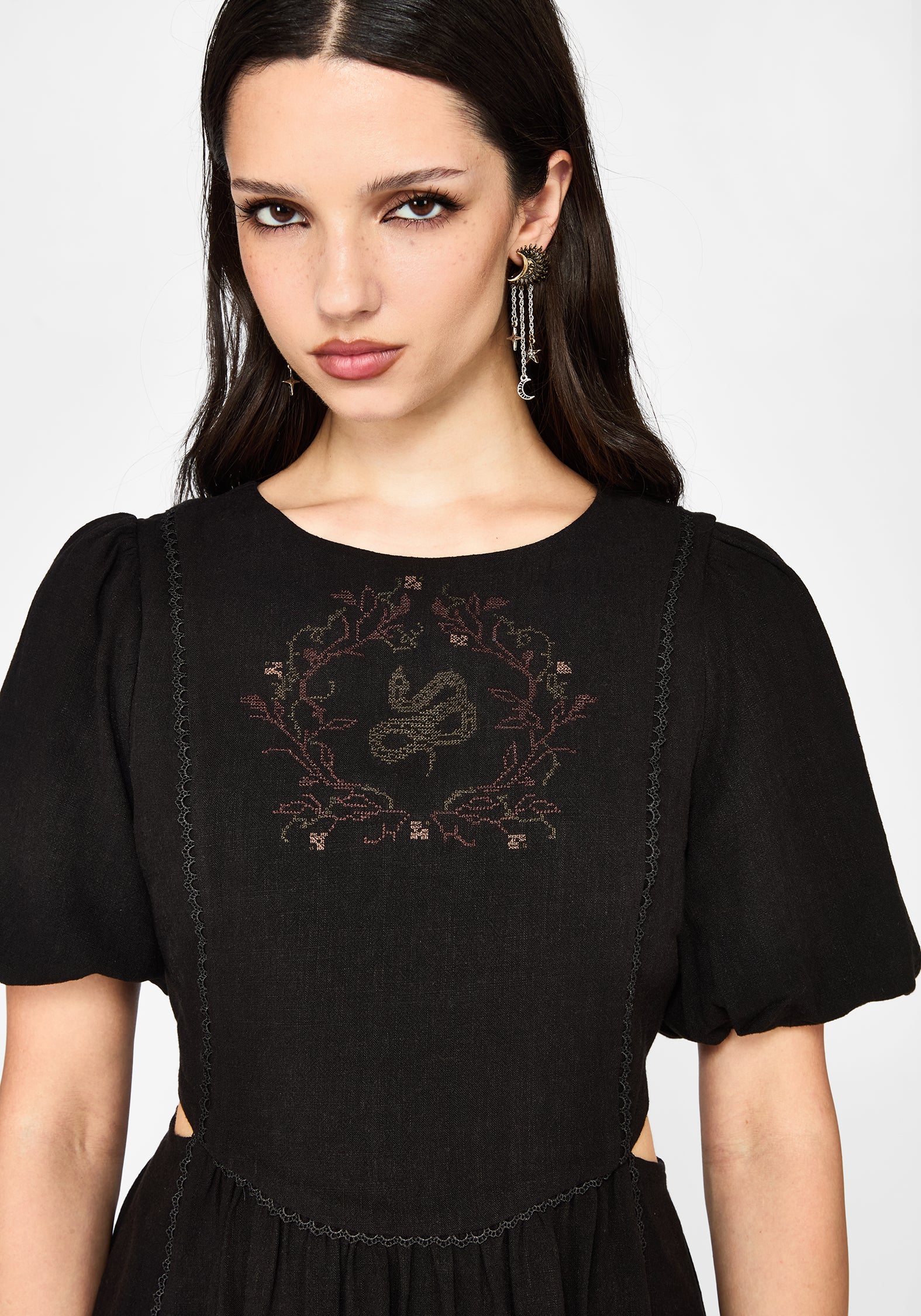Ophidian Embroidered Cut Out Mini Dress - Image 7
