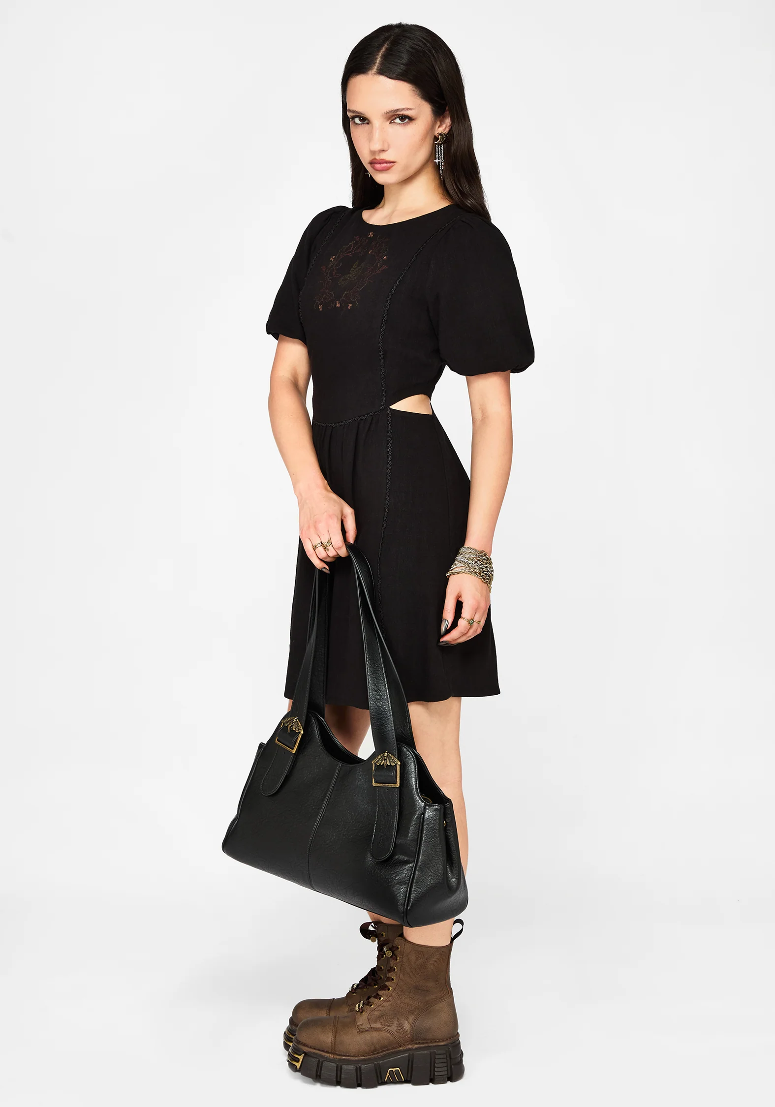 Ophidian Embroidered Cut Out Mini Dress - Image 8