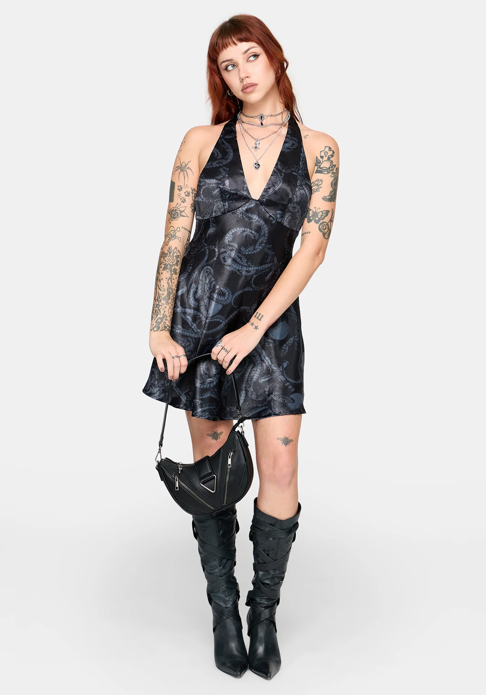 Ophion Print Satin Halterneck Mini Dress - Image 6