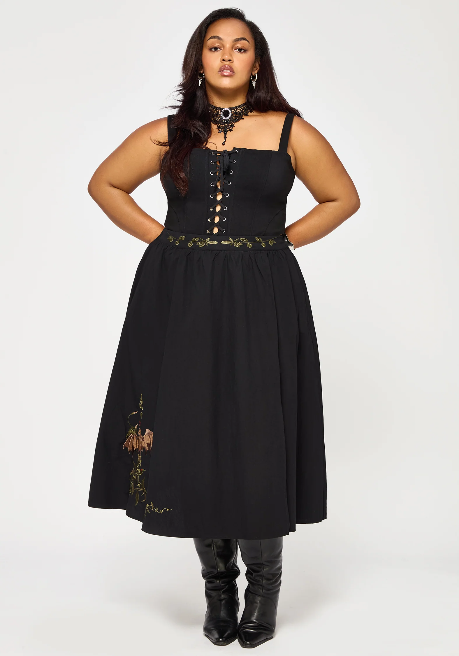 Orena Bat Embroidered Midaxi Skirt - Image 8