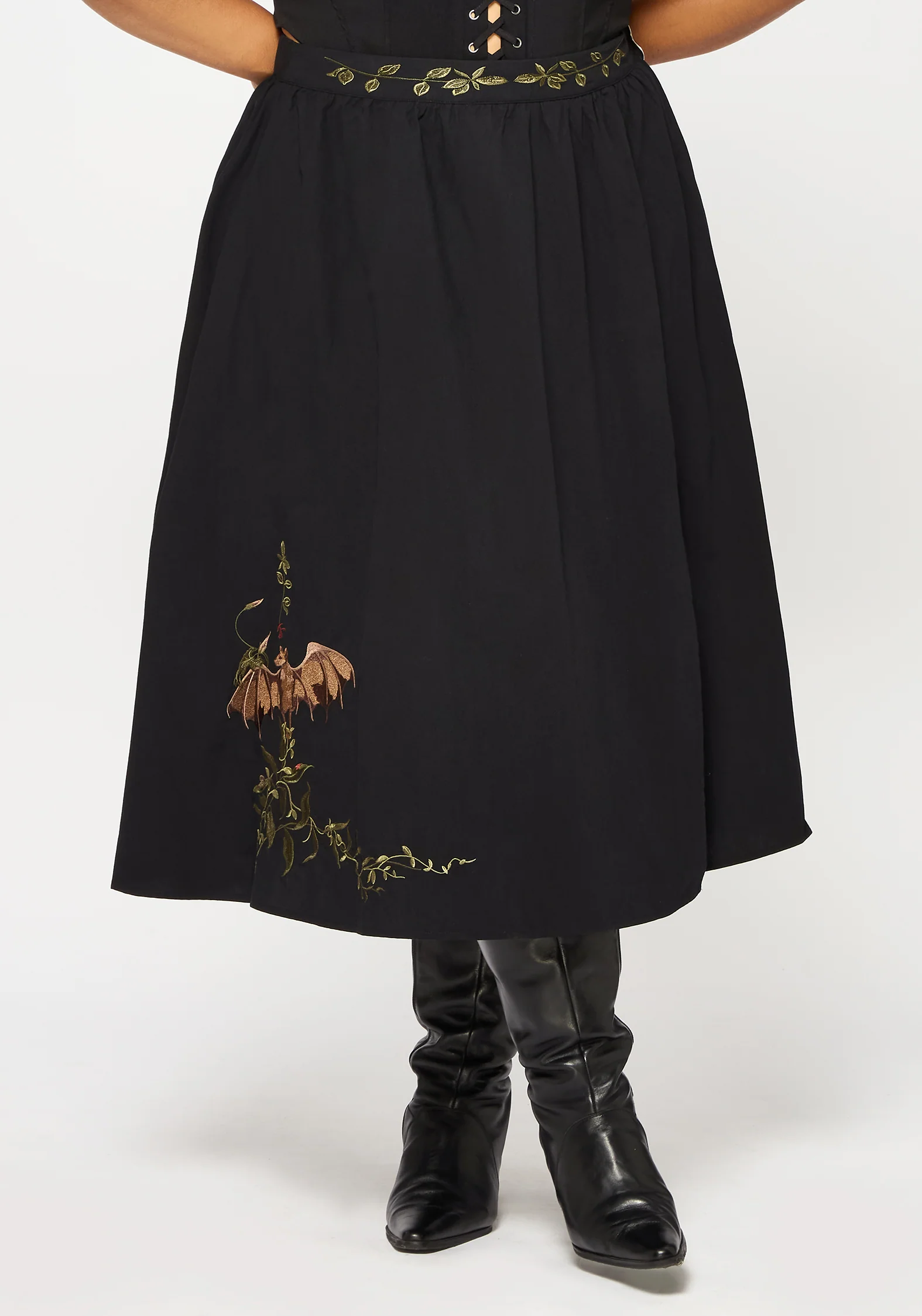 Orena Bat Embroidered Midaxi Skirt - Image 9