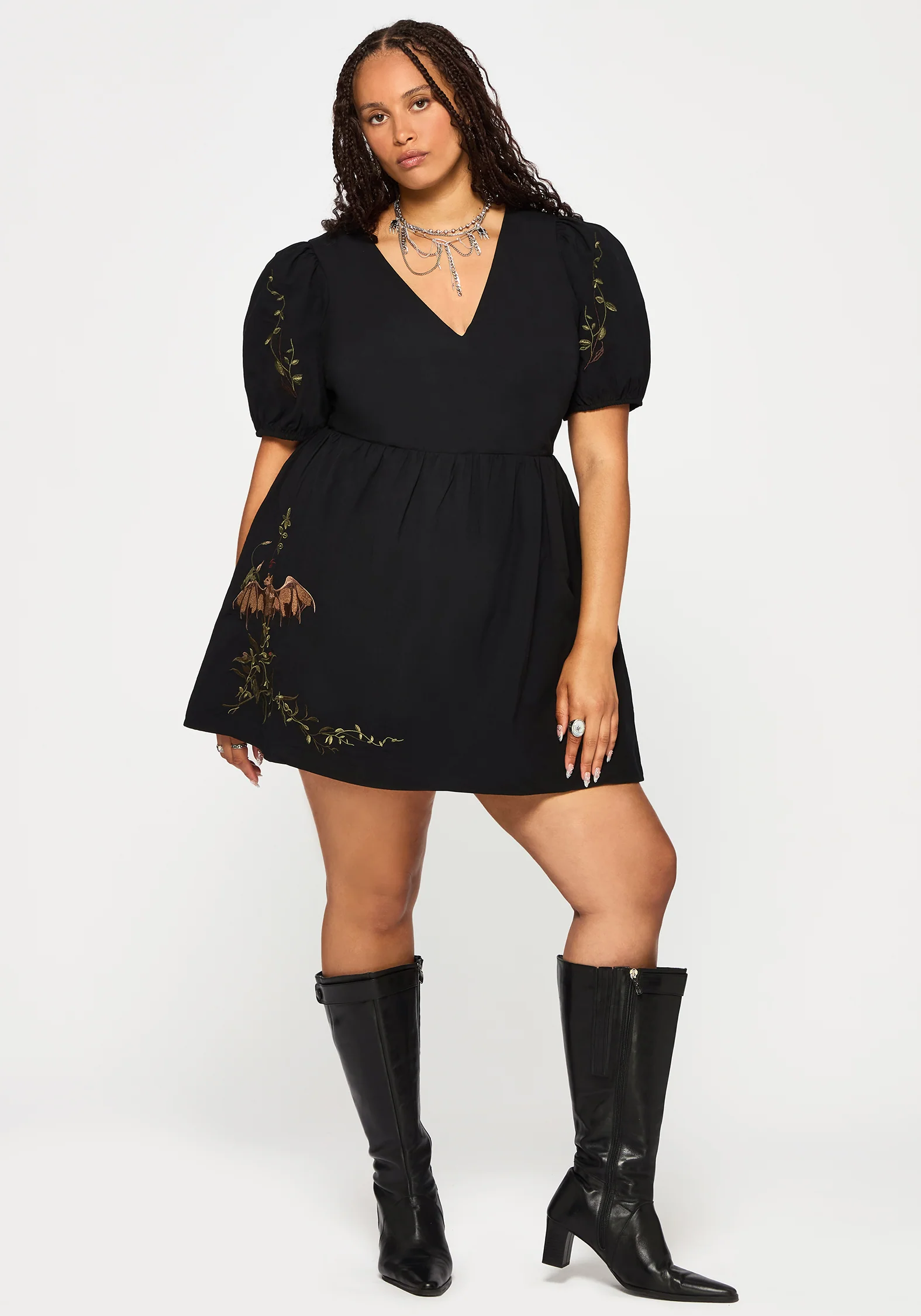 Orena Bat Embroidered Mini Dress - Image 7