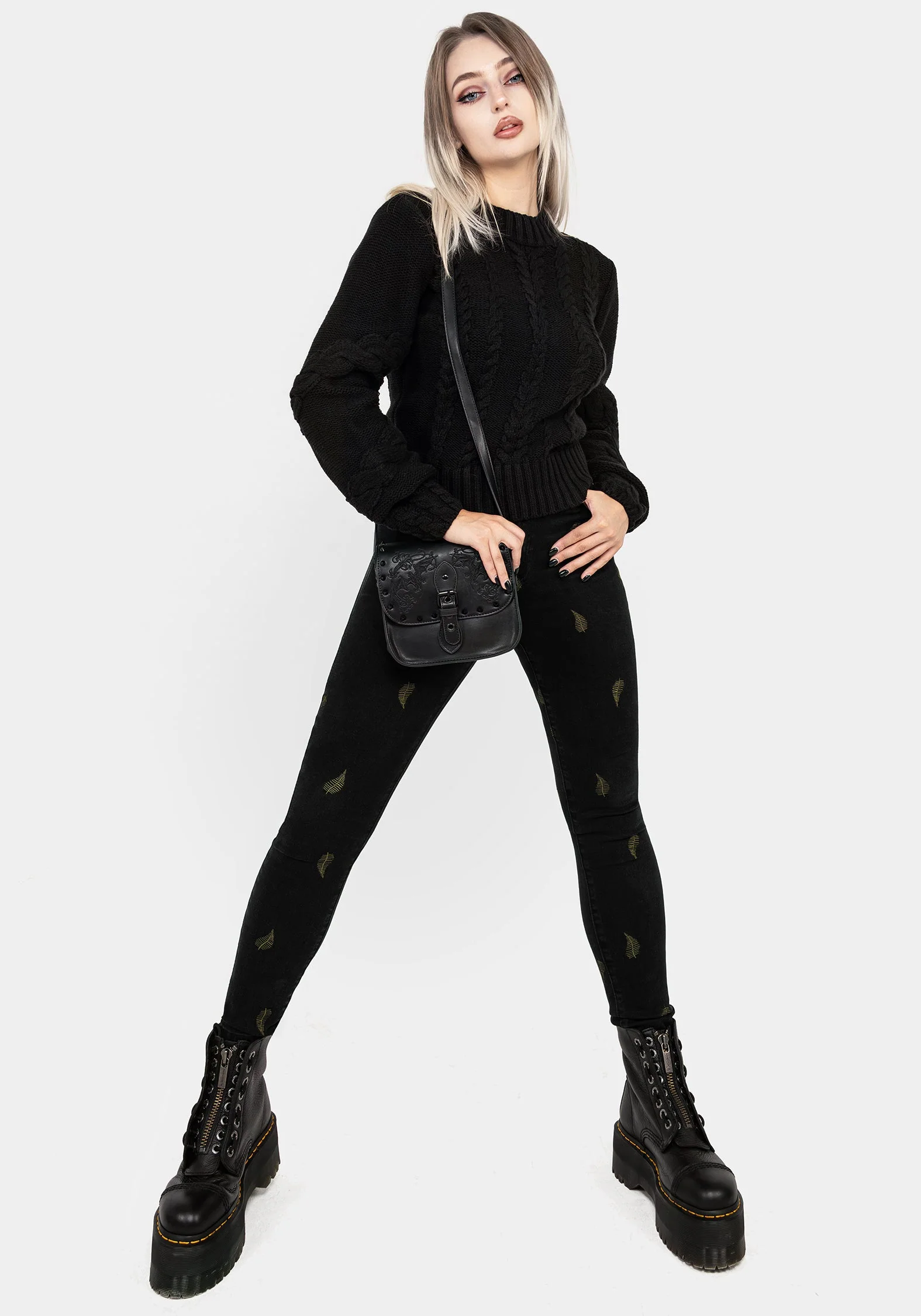 Osmunda Farn Bestickt Denim Schmal Jeans - Image 5