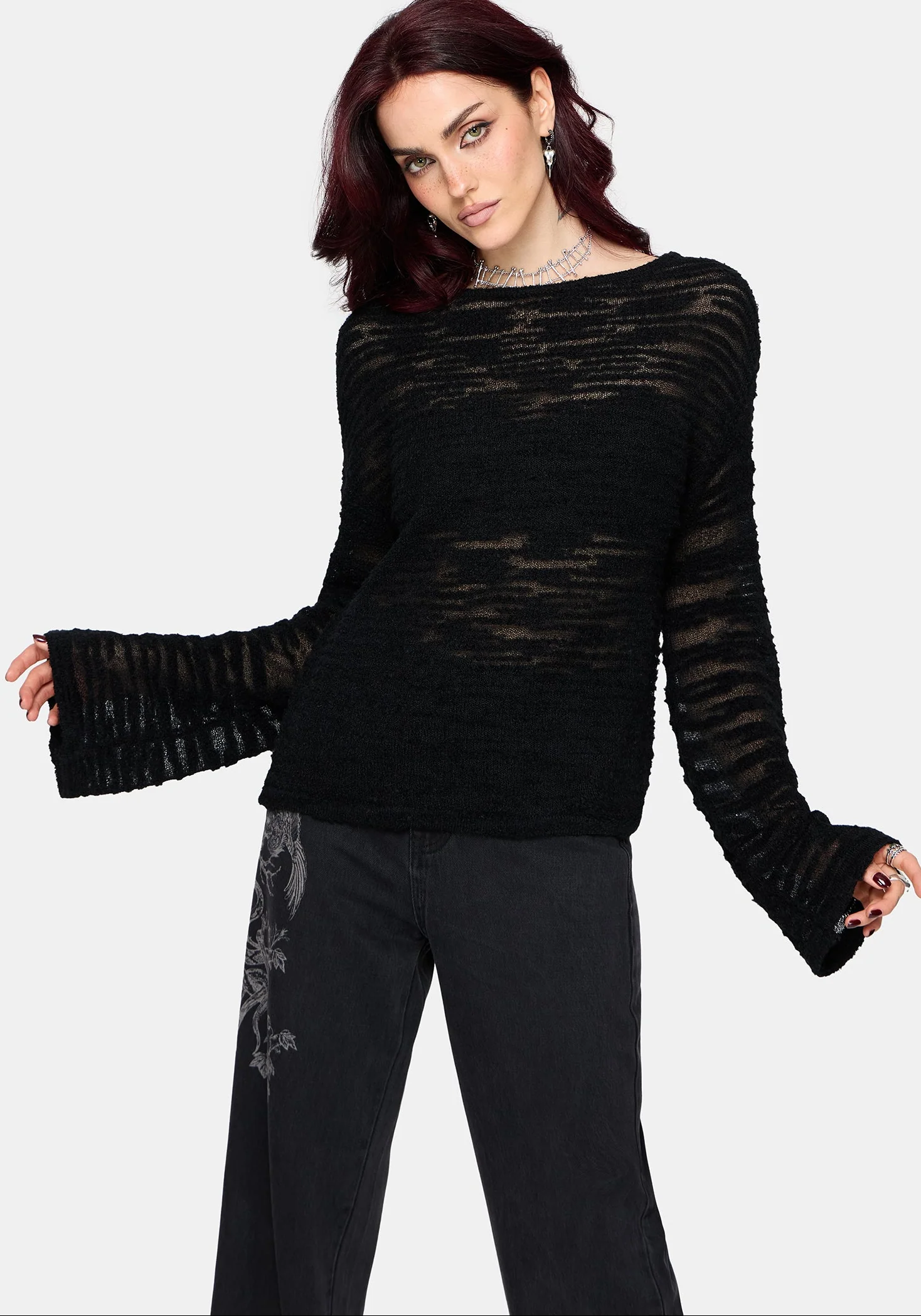 Oswin Lightweight Slouchy Slub Knit Top - Image 2