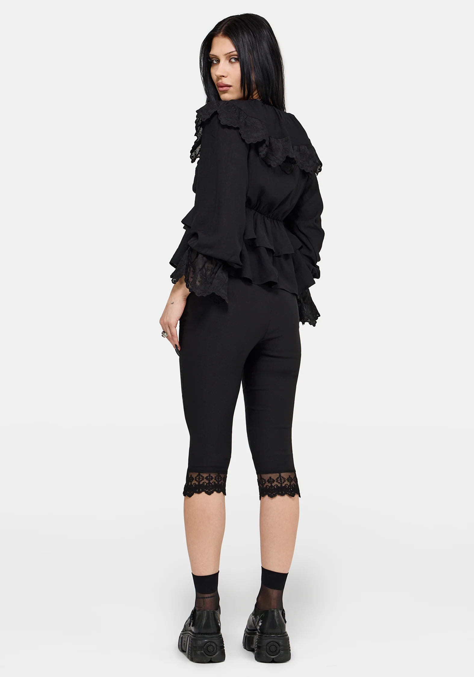Ottie Rüsche Hals Krawatte Vorderseite Bluse - Image 4