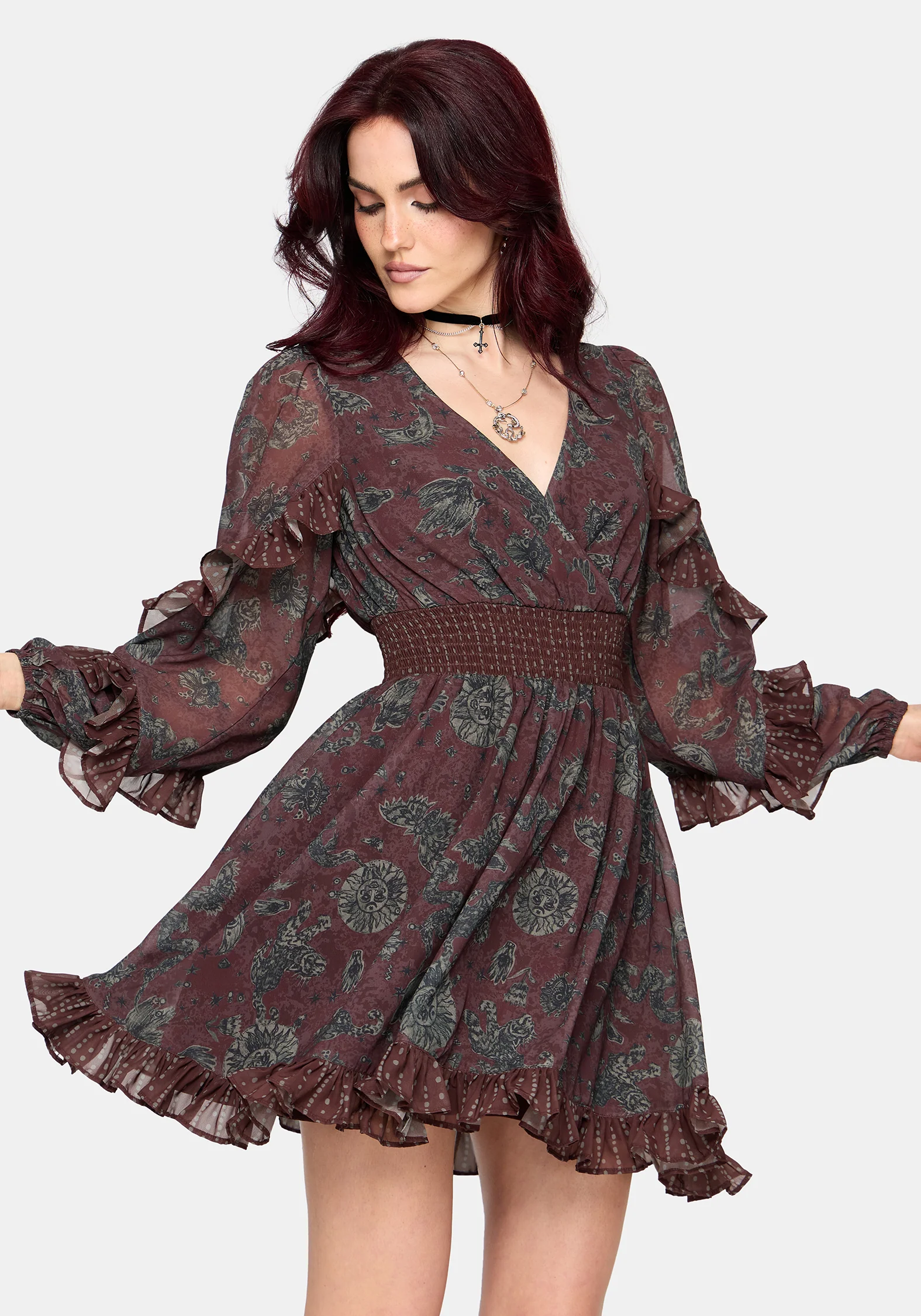 Pact Paisley Frill Sleeve Mini Dress - Image 6
