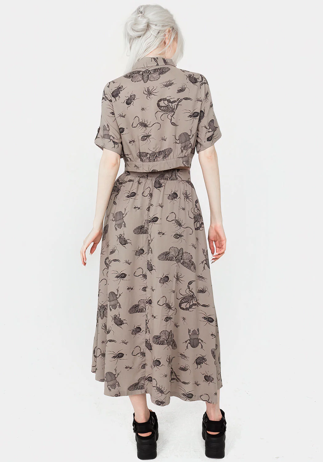 Parasite Insekten Druck Kurz Kurz Ärmel Hemd - Taupe - Image 6