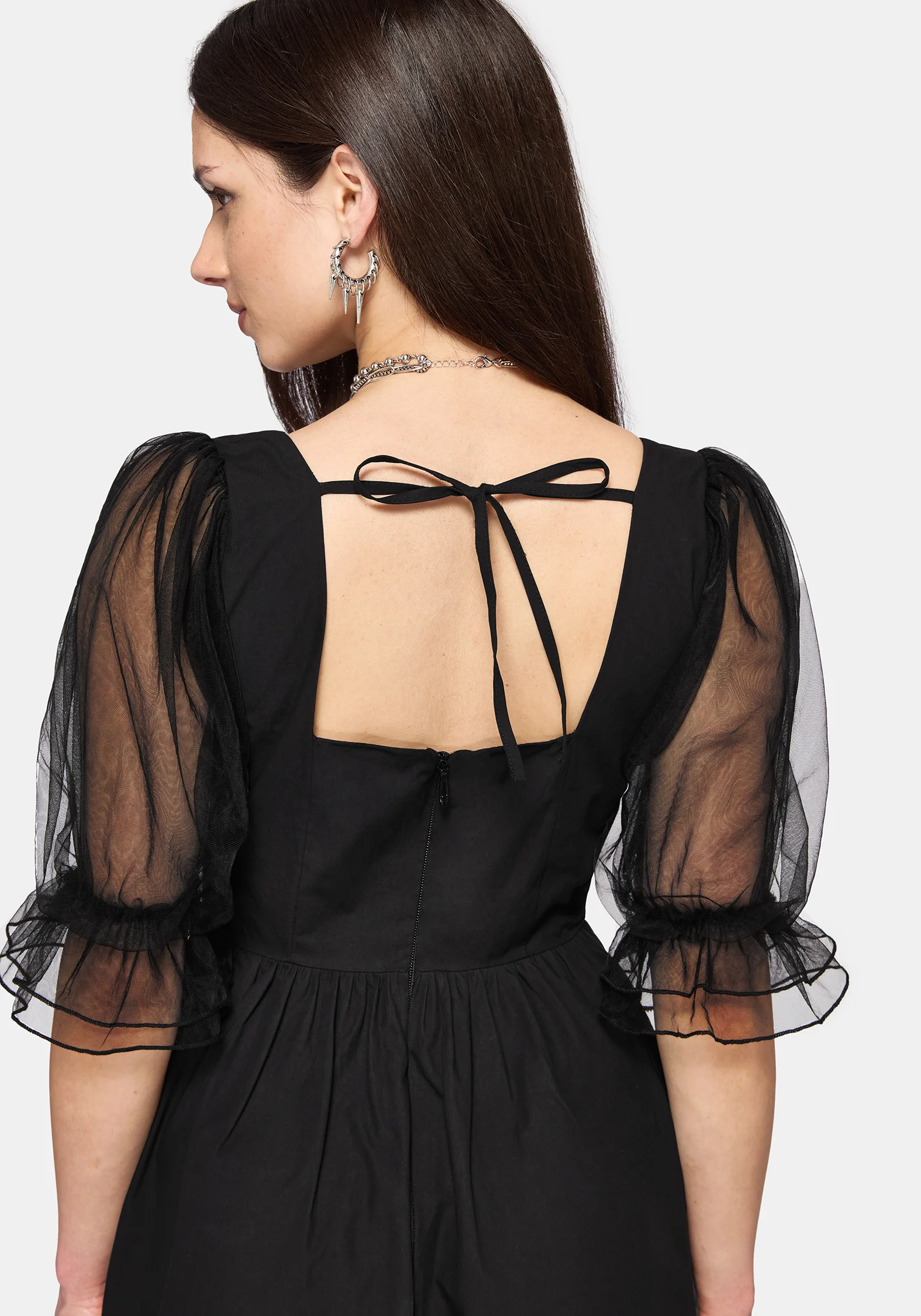 Phoenix Cotton Embroidered Puff Sleeve Midi Dress - Image 6