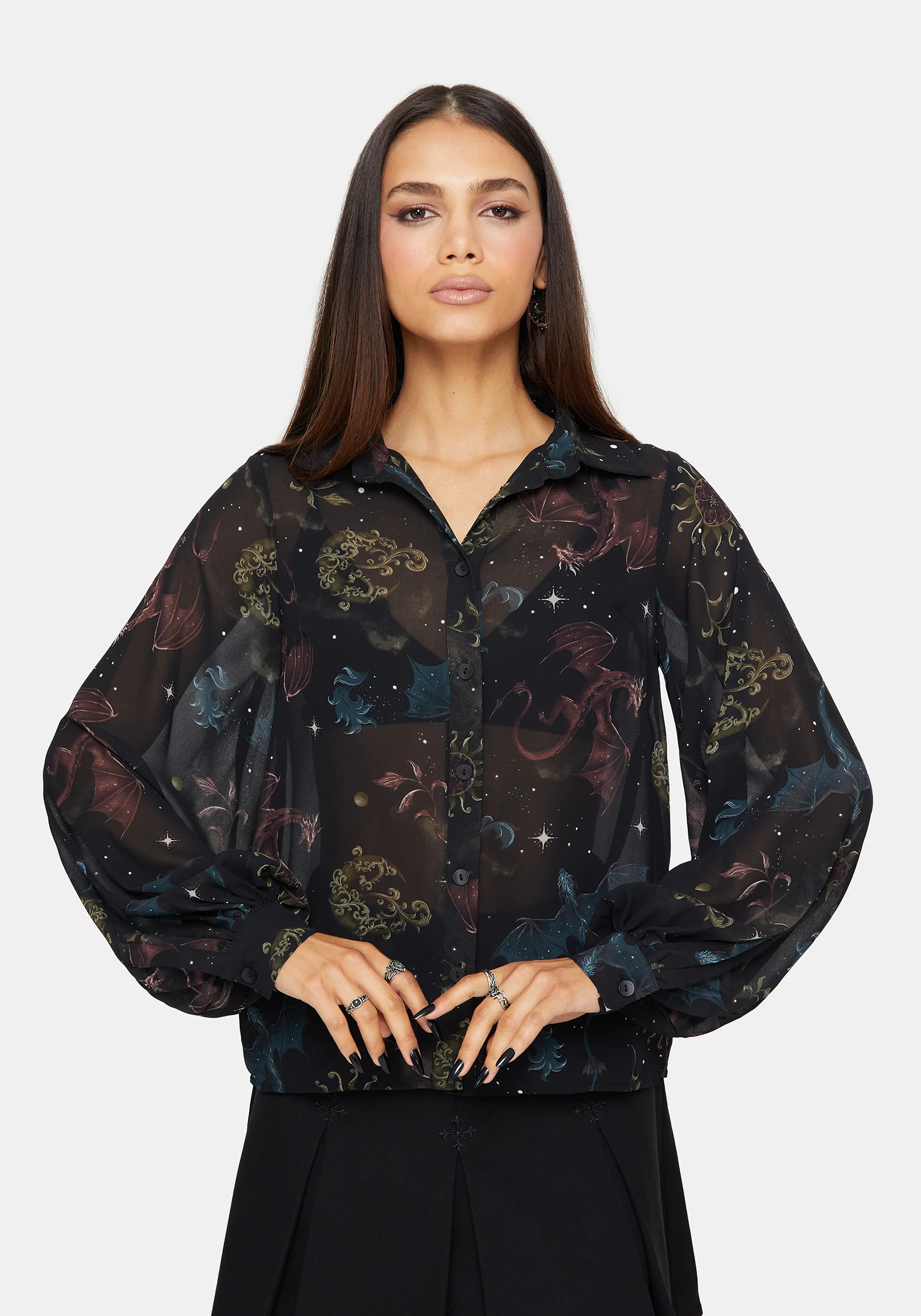 Phoenix Dragon Chiffon Bluse - Image 6