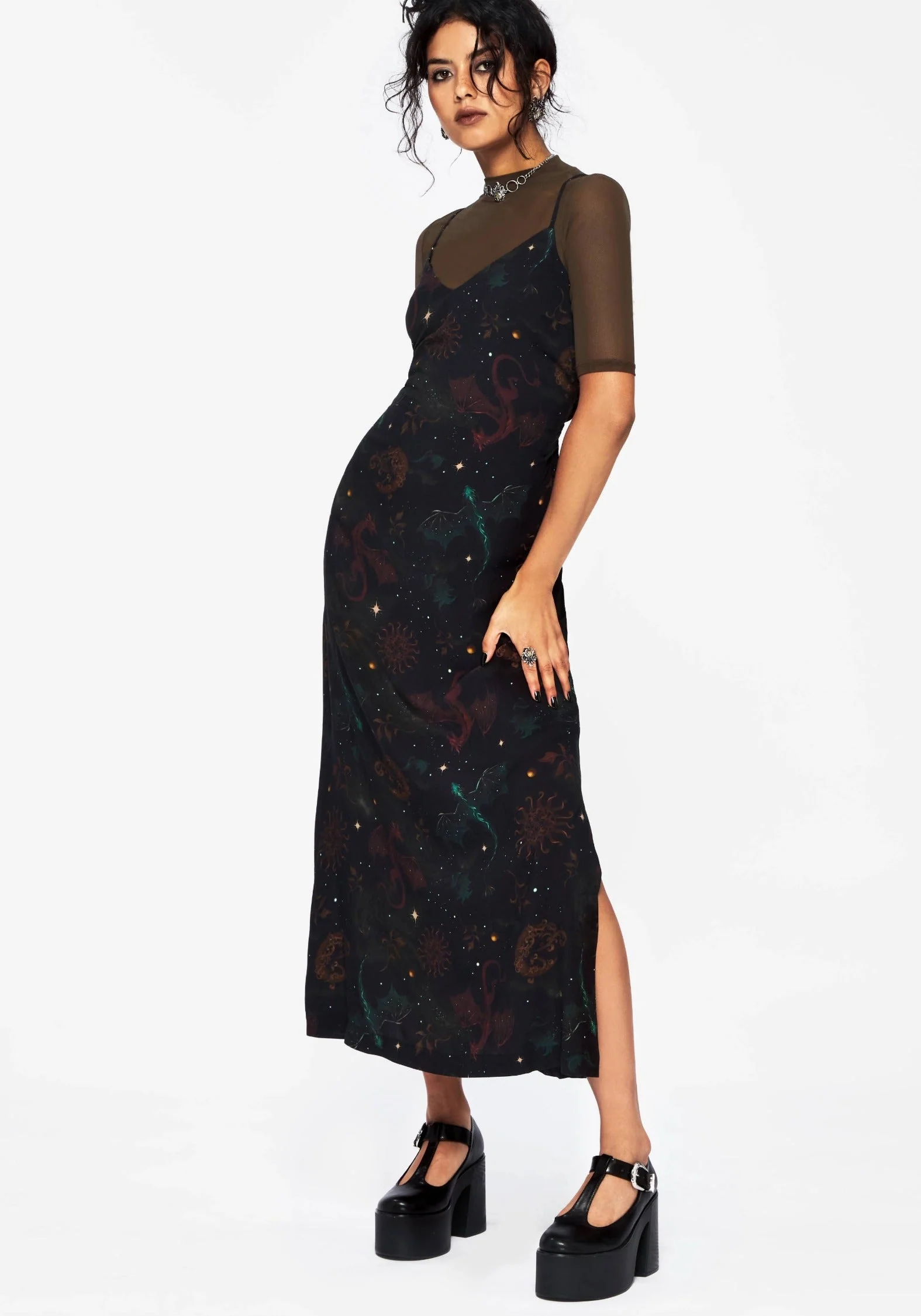 Phoenix Dragon Bedruckt Cami Midi Kleid - Image 4