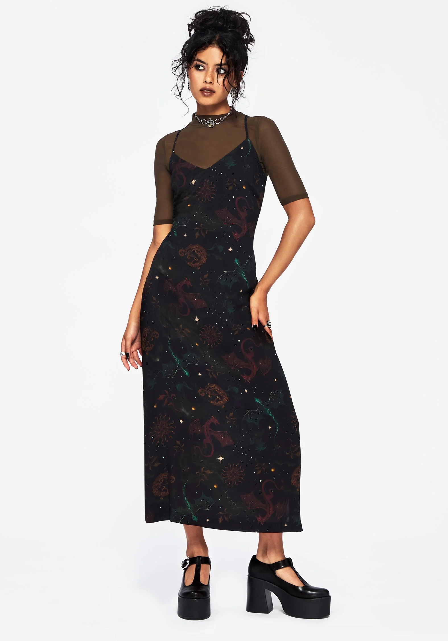 Phoenix Dragon Bedruckt Cami Midi Kleid - Image 6