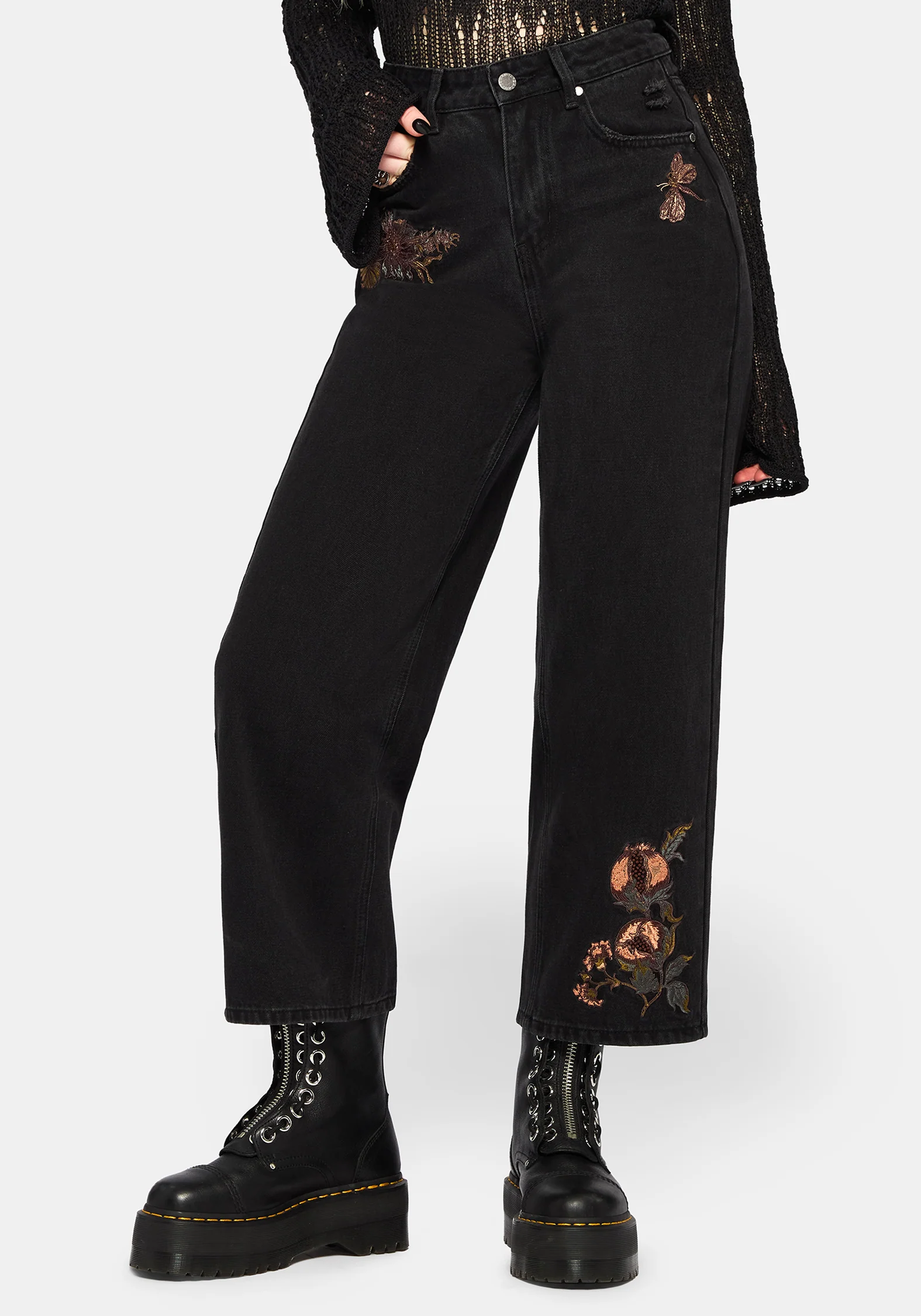 Poison Eden Bestickt Denim Culotte