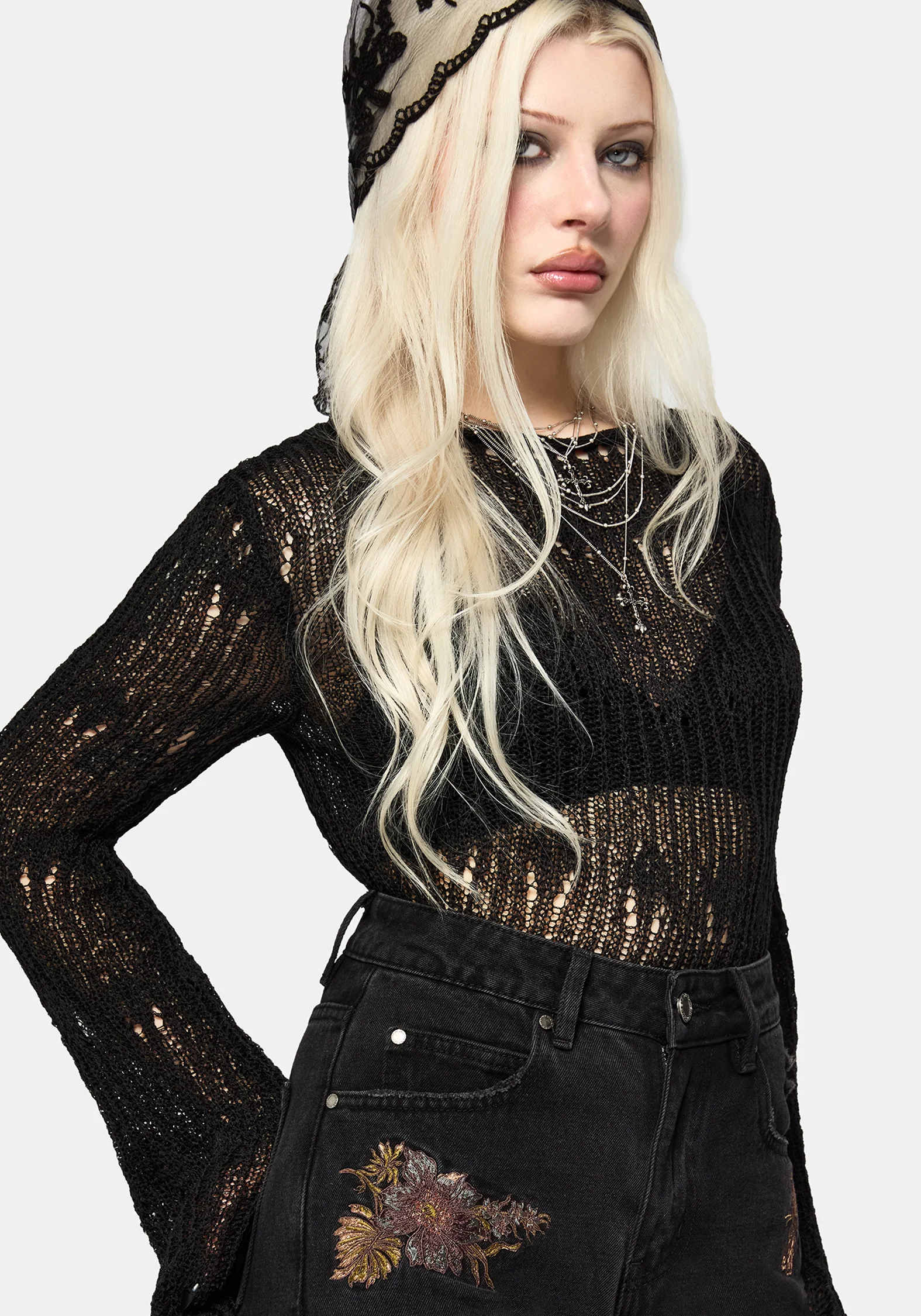 Poison Eden Bestickt Denim Culotte - Image 4