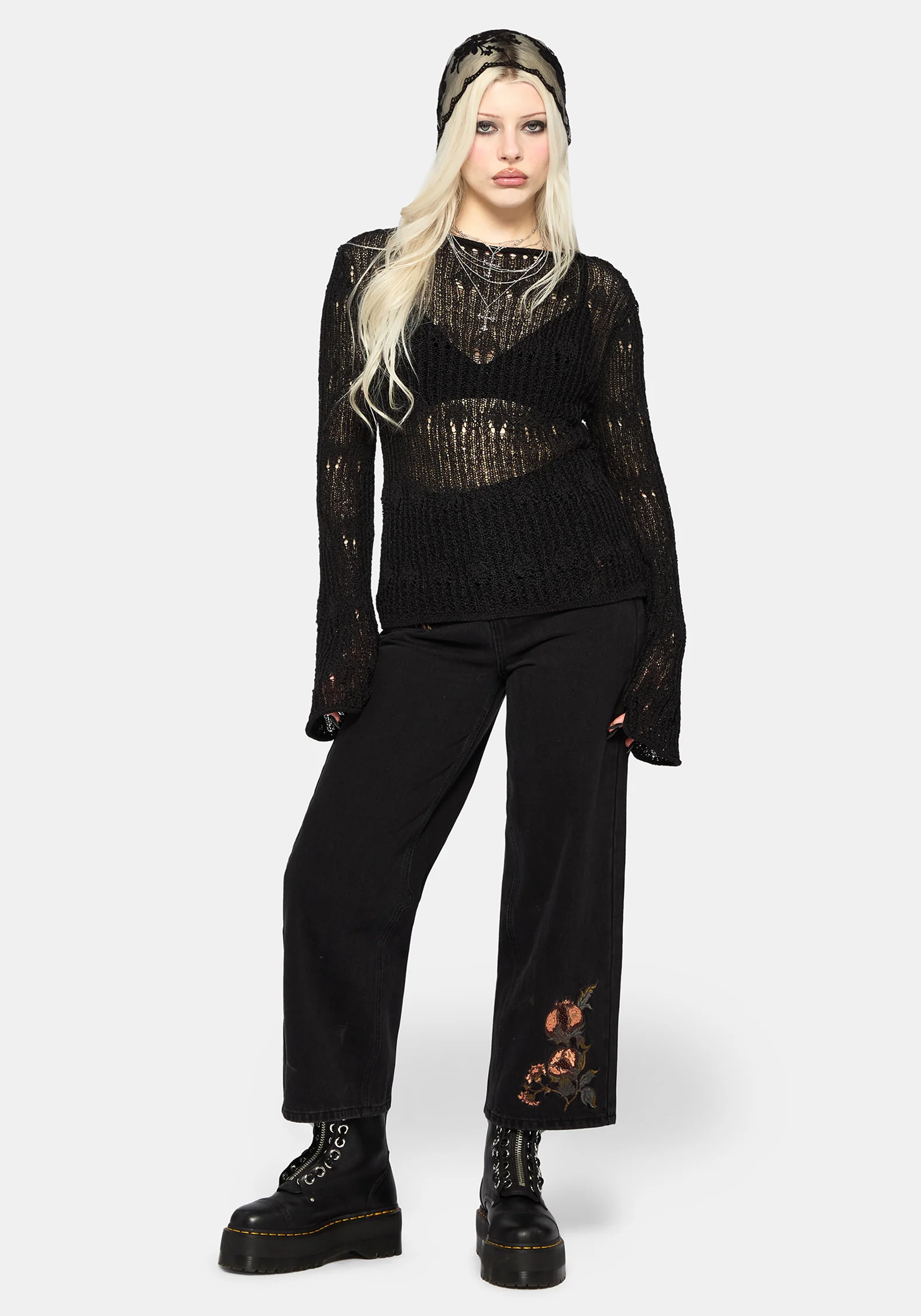 Poison Eden Bestickt Denim Culotte - Image 6