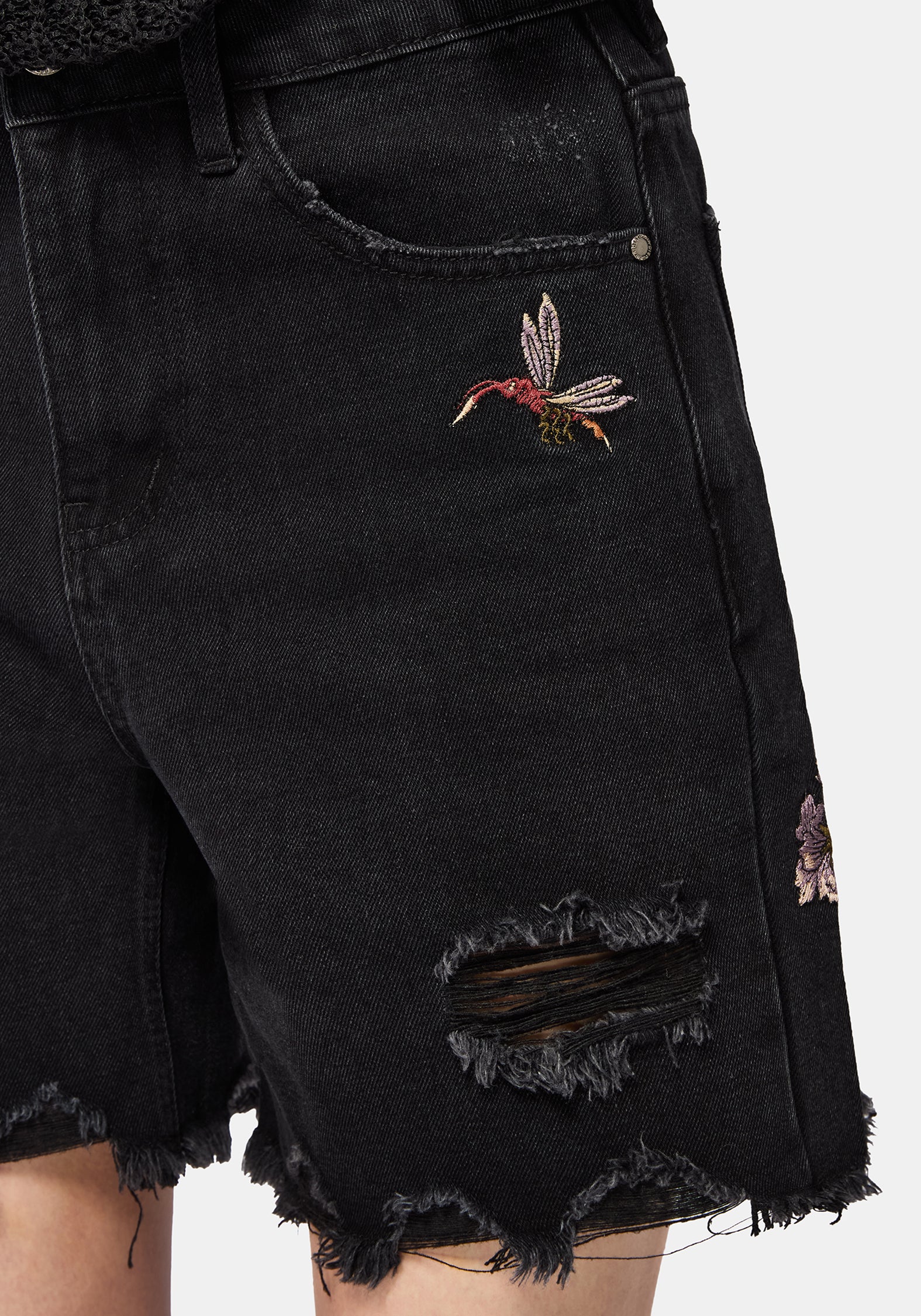 Poison Eden Bestickt Denim Kurz - Image 5