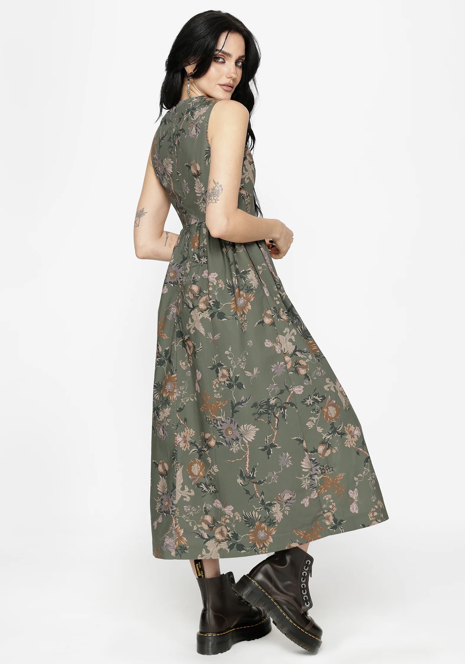Poison Eden Druck Schnitt Raus Midi Kleid - Image 3