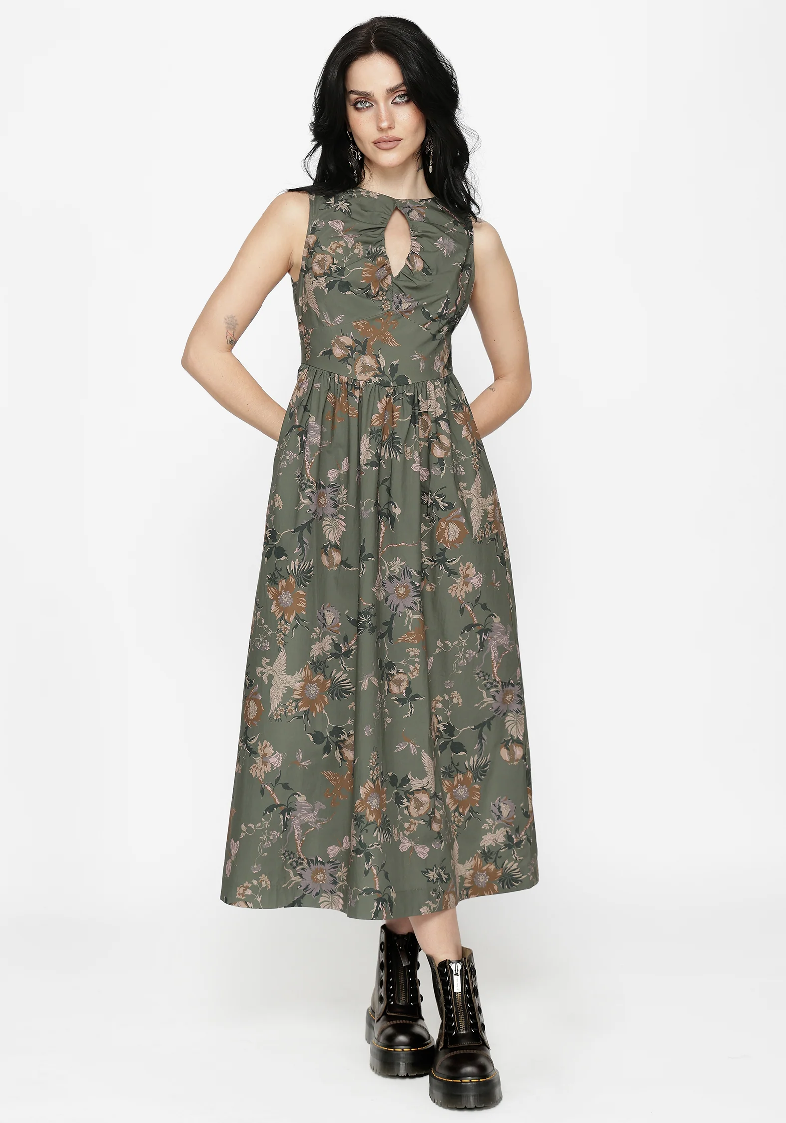 Poison Eden Druck Schnitt Raus Midi Kleid - Image 6