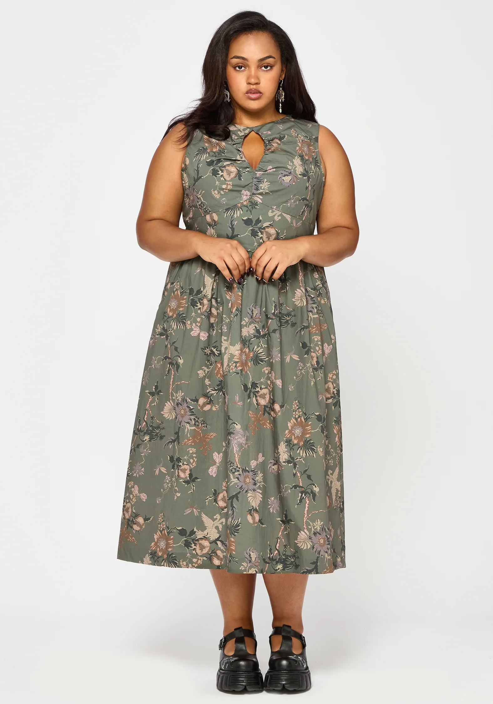 Poison Eden Druck Schnitt Raus Midi Kleid - Image 7