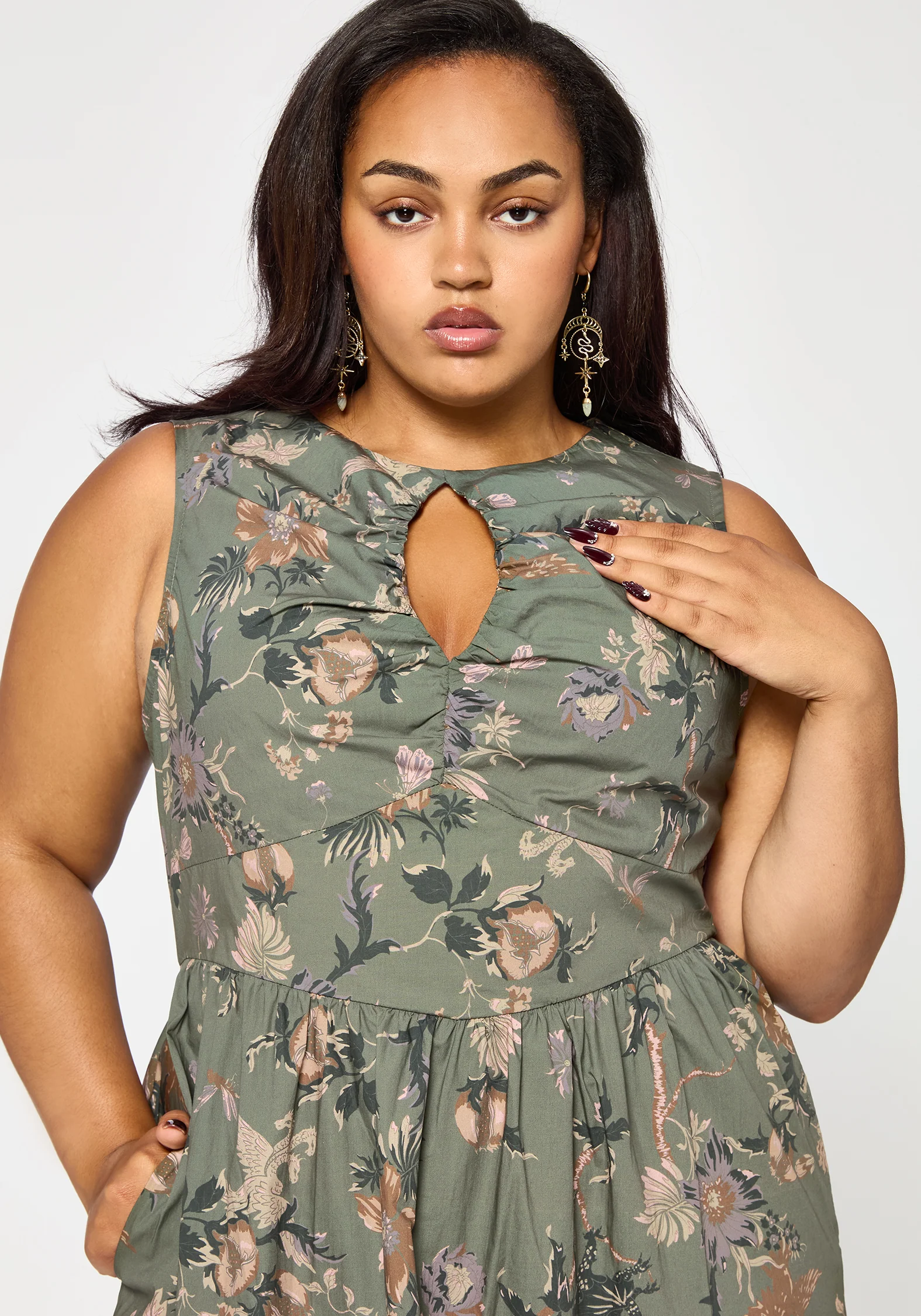 Poison Eden Druck Schnitt Raus Midi Kleid - Image 8
