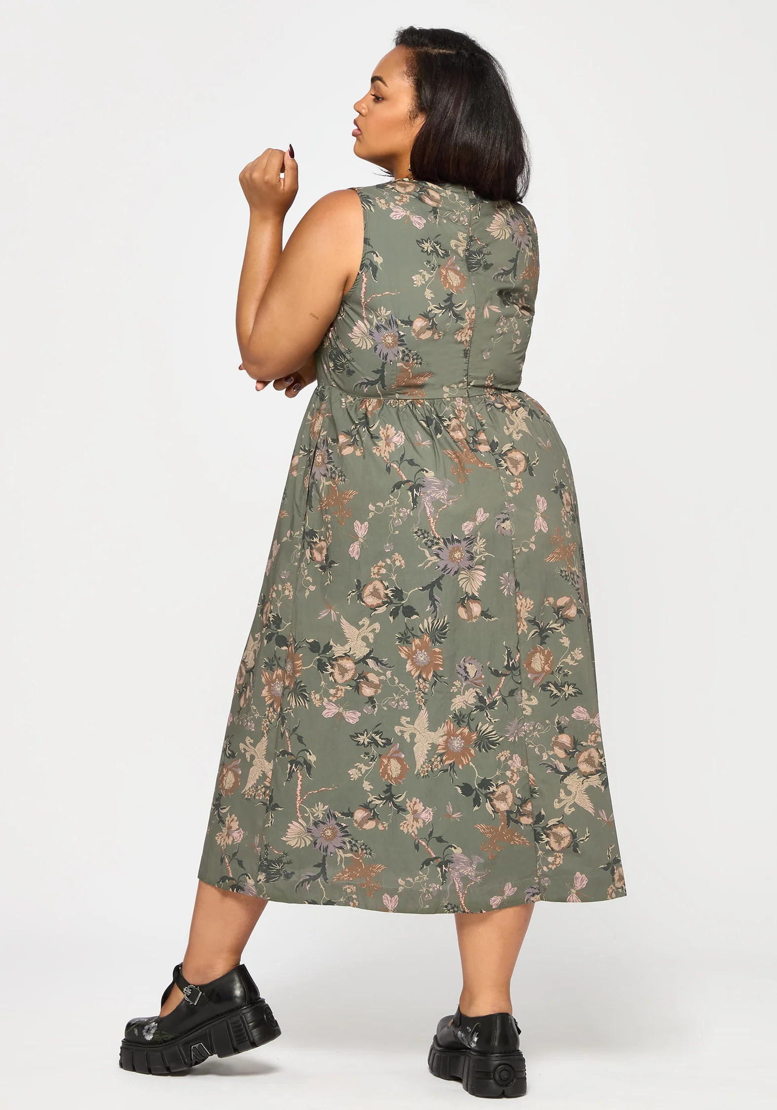 Poison Eden Druck Schnitt Raus Midi Kleid - Image 9