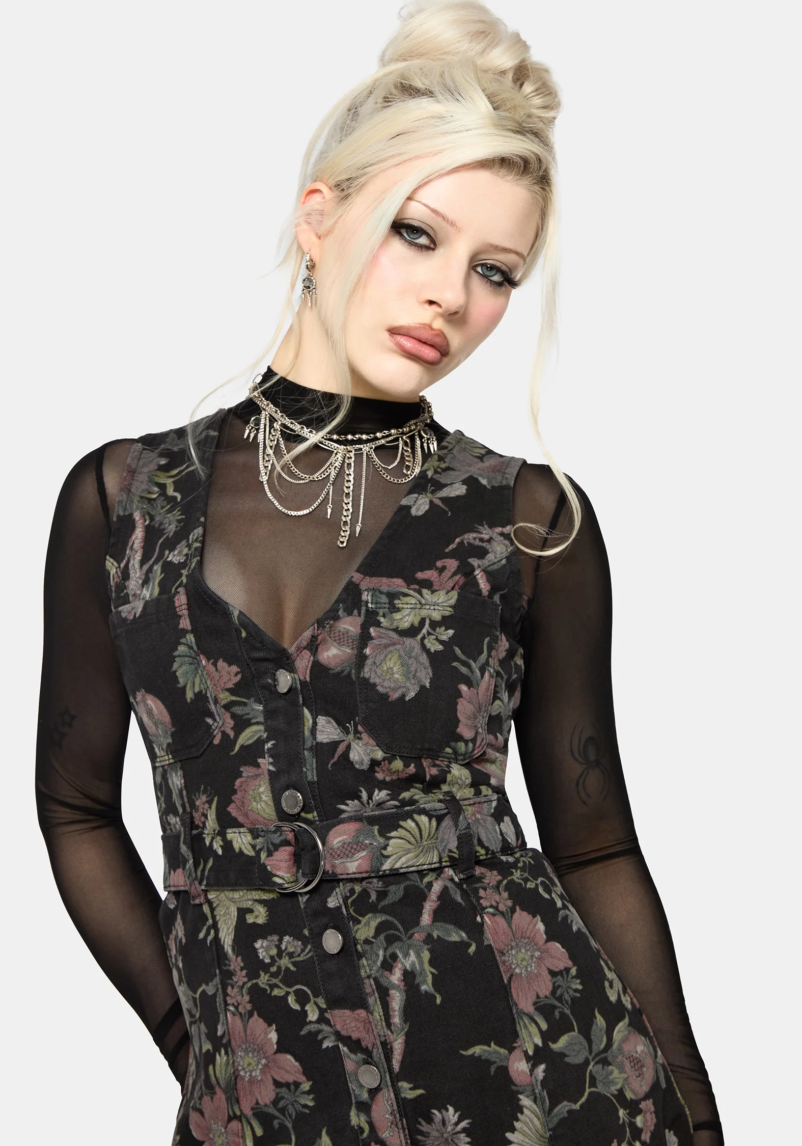 Poison Eden Druck Denim Midi Kleid - Image 2