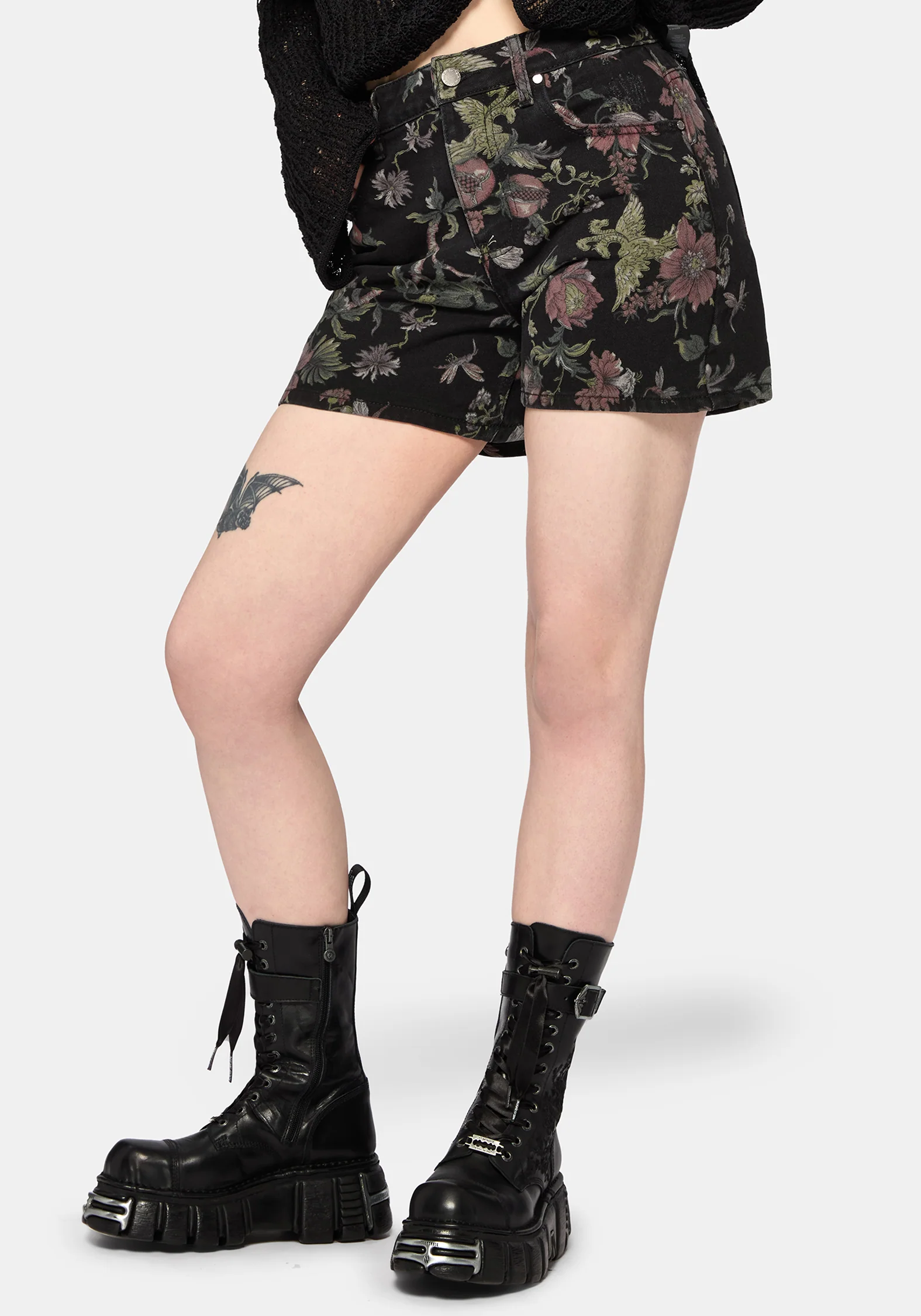 Poison Eden Druck Denim Kurz - Image 5