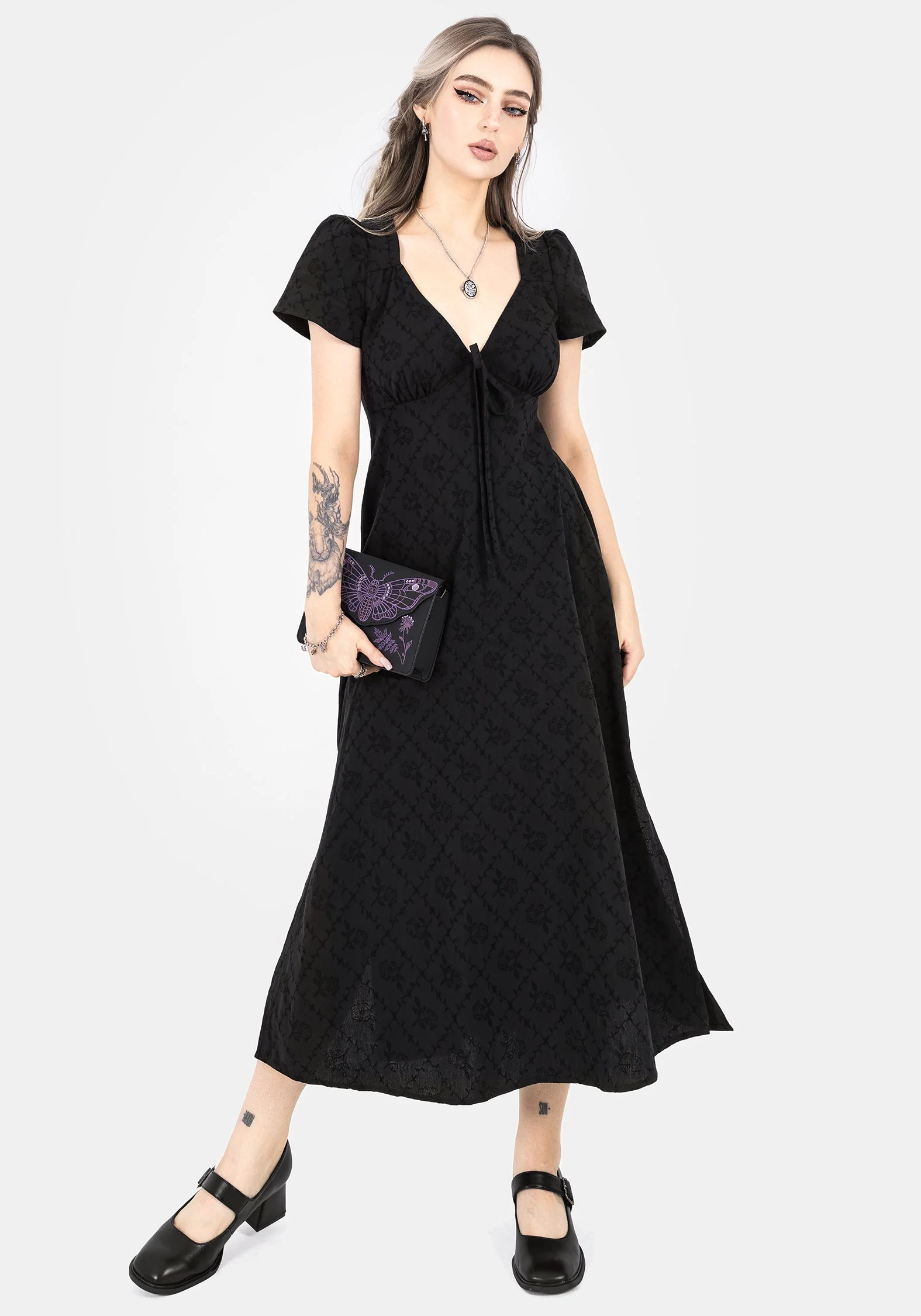 Polgara Blumenmuster Jacquard Midaxi Kleid