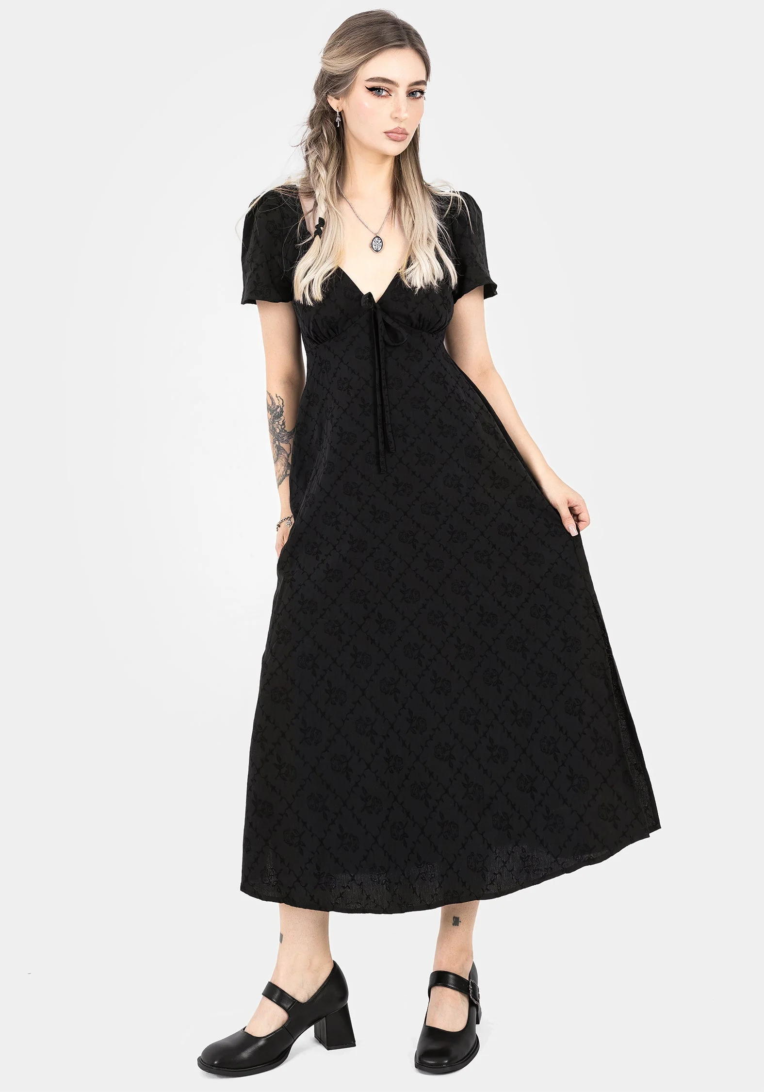 Polgara Blumenmuster Jacquard Midaxi Kleid - Image 6
