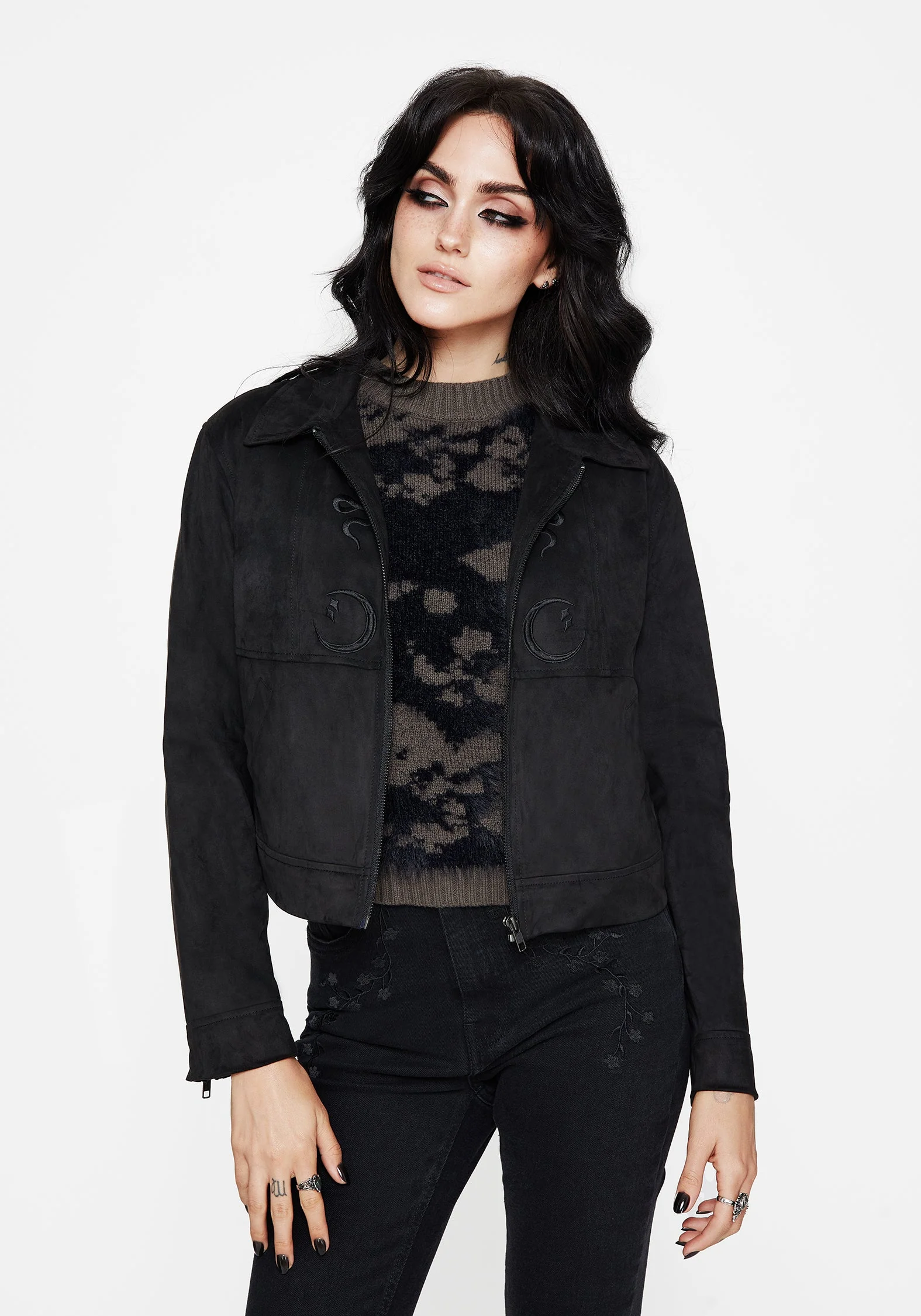 Rite Celestial Bestickt Suedette Jacke - Image 3