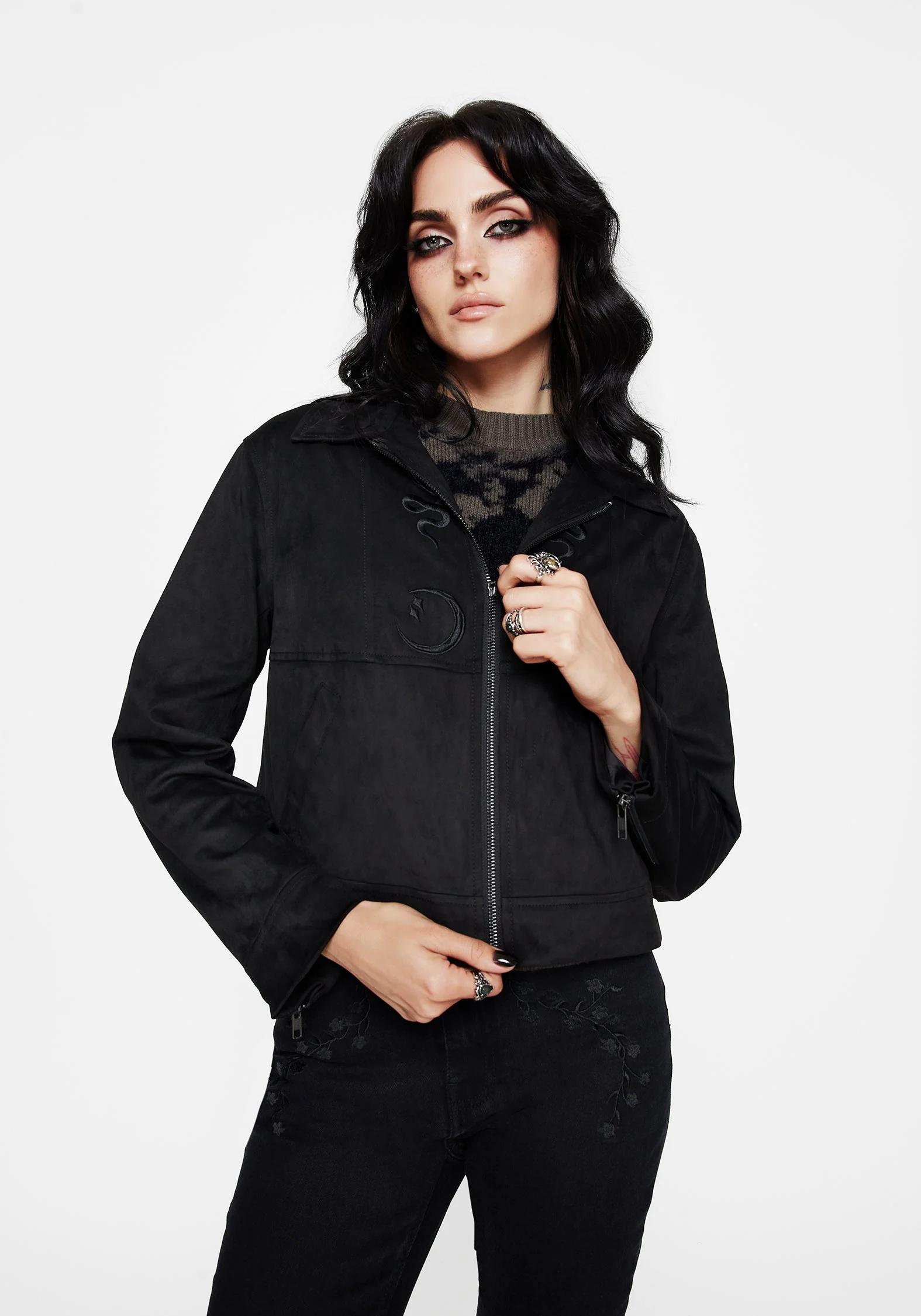 Rite Celestial Bestickt Suedette Jacke - Image 4