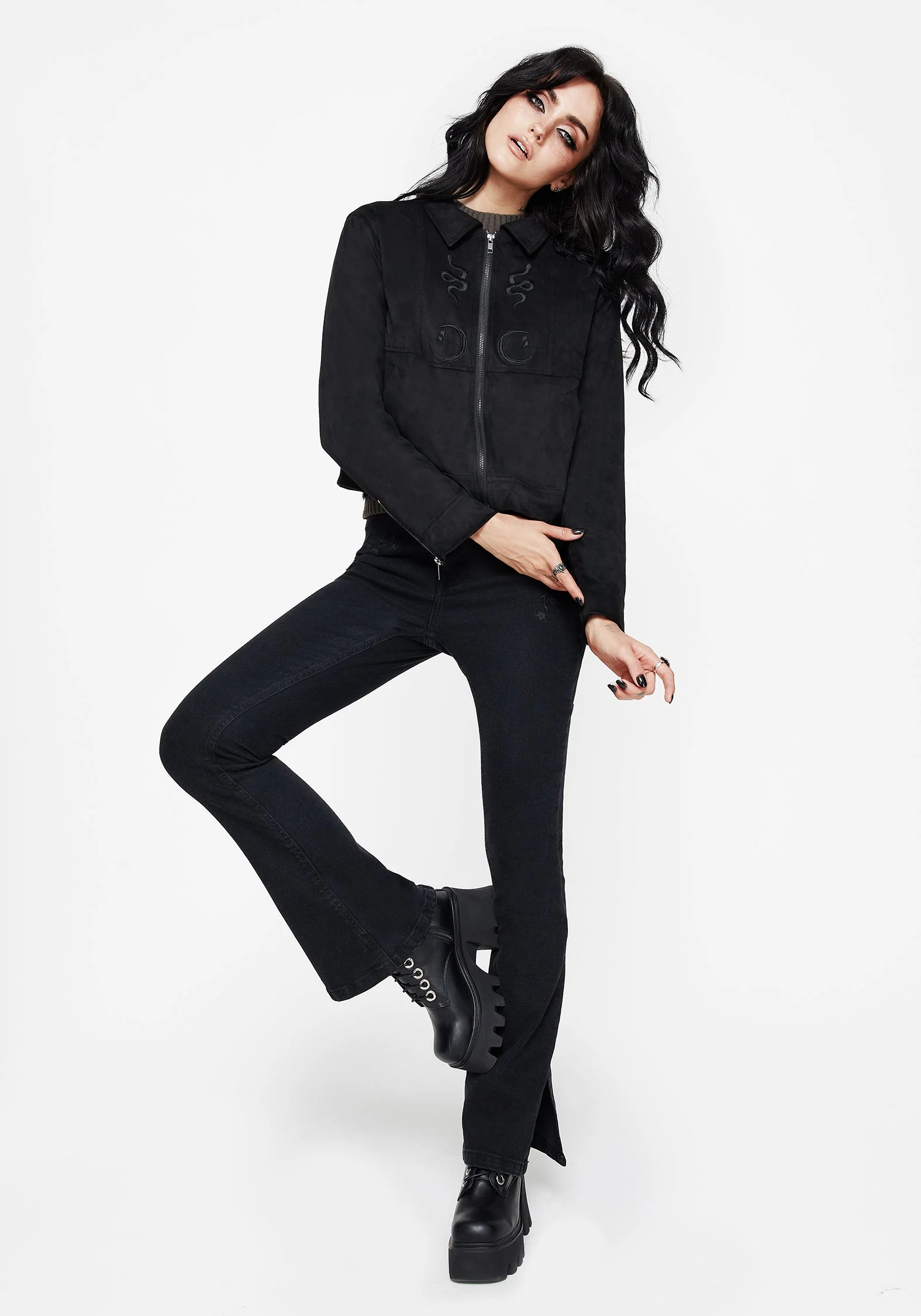 Rite Celestial Bestickt Suedette Jacke - Image 5