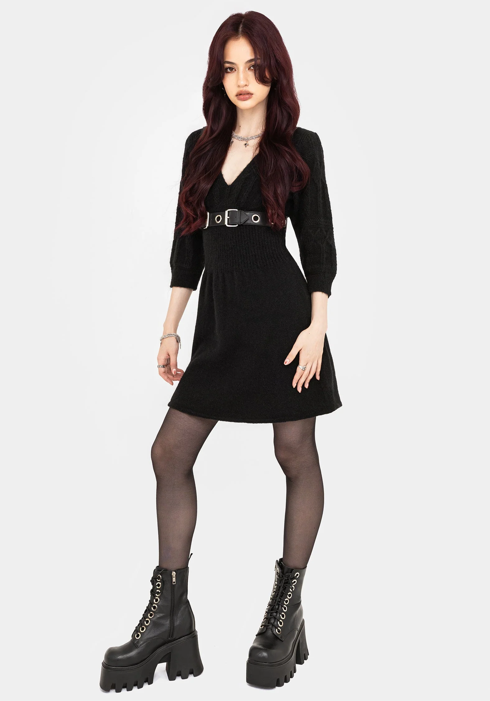 Ritual Gothic Architecture Zopf Gestrickt Mini Kleid - Image 4