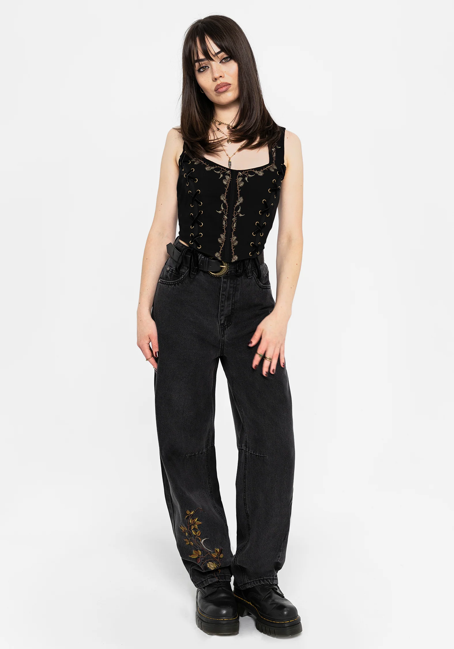 Rootweave Embroidered Lace Up Corset - Image 6