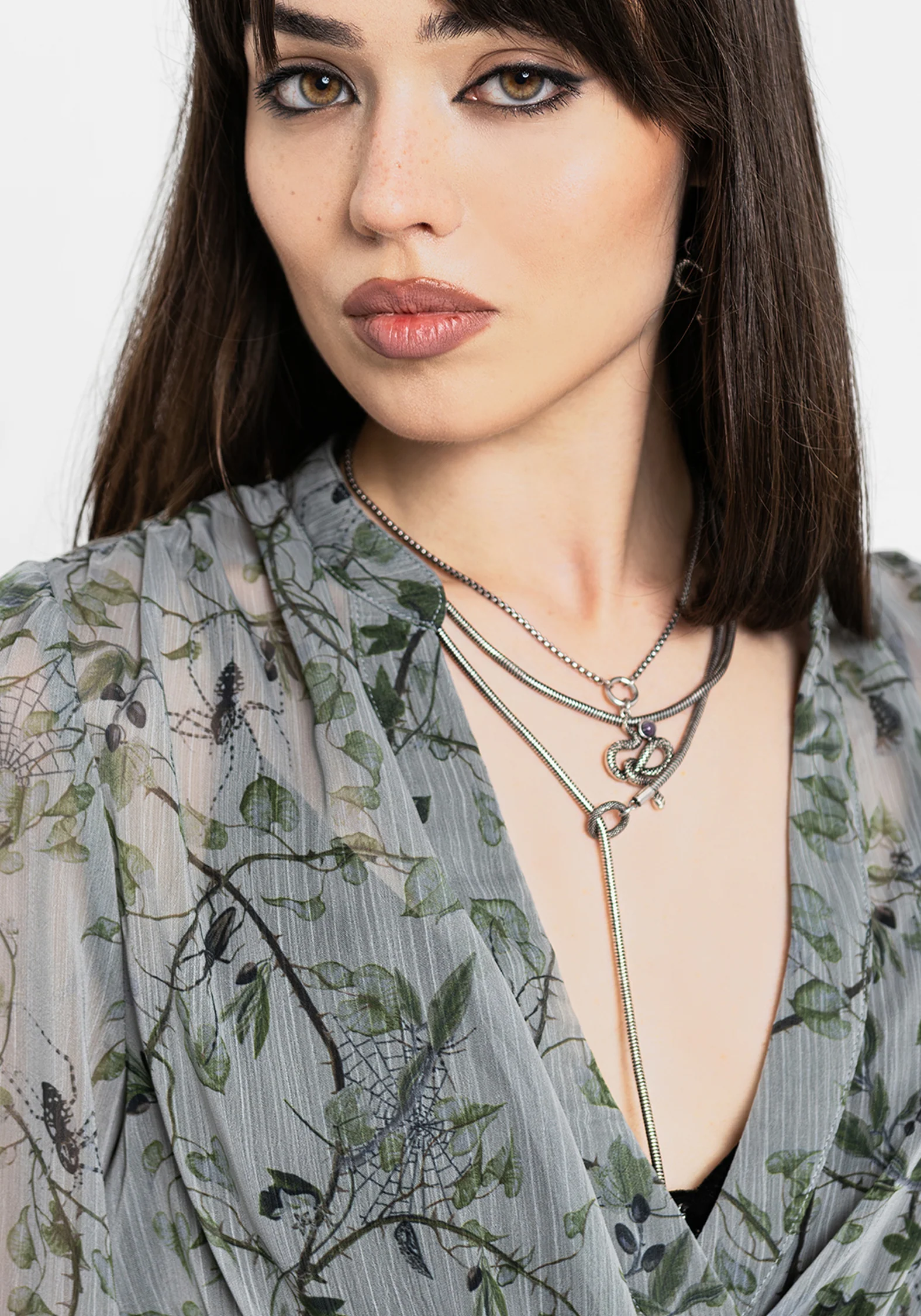 Rootweave Printed Chiffon Shirred Blouse - Image 2