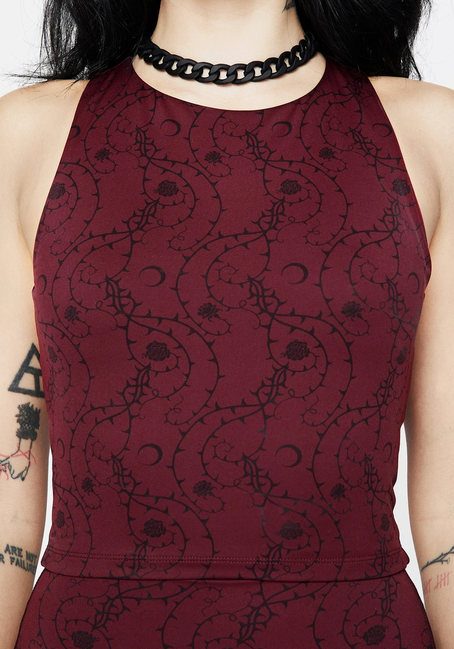 Rosethorn Blumenmuster Druck Rückenausschnitt Athleisure Sport Top - Image 2
