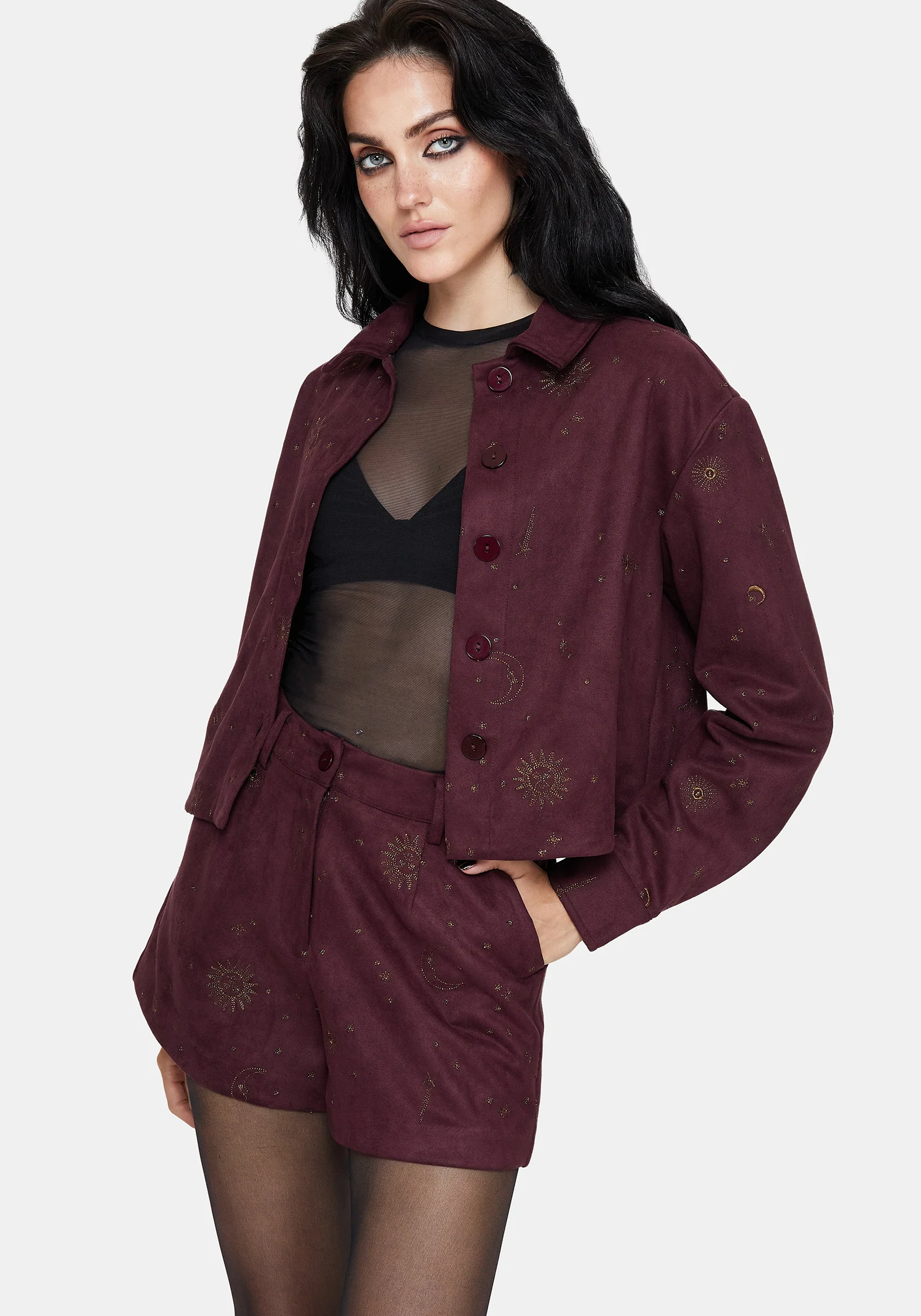 Rosia Celestial Druck Suede Shorts - Image 4