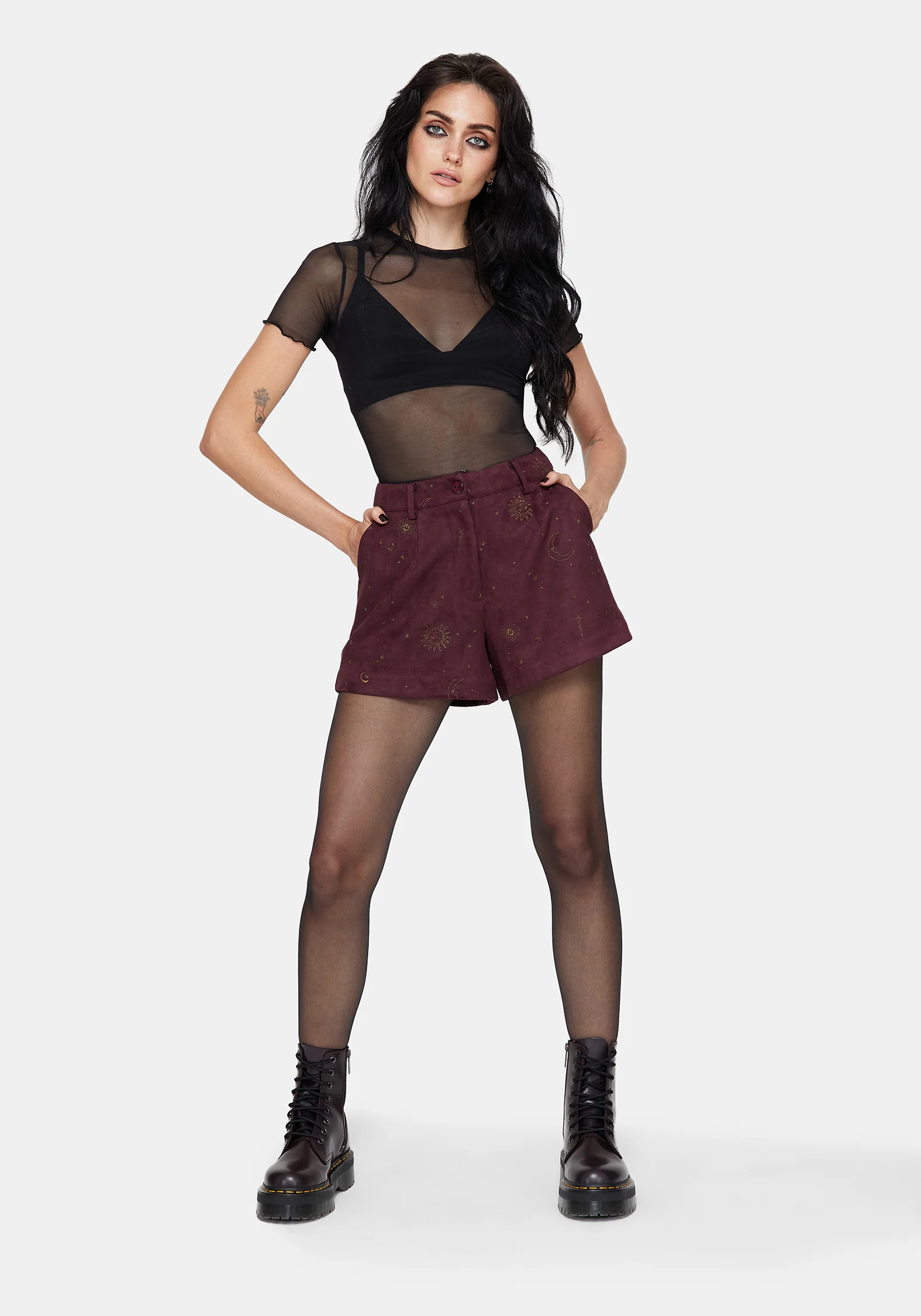 Rosia Celestial Druck Suede Shorts - Image 5