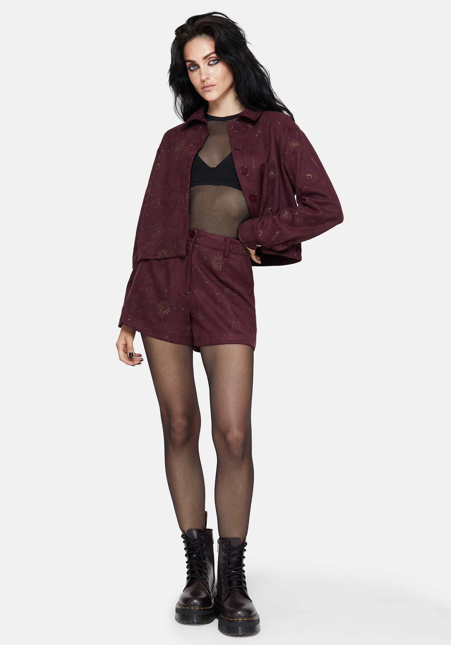 Rosia Celestial Druck Suede Shorts - Image 7
