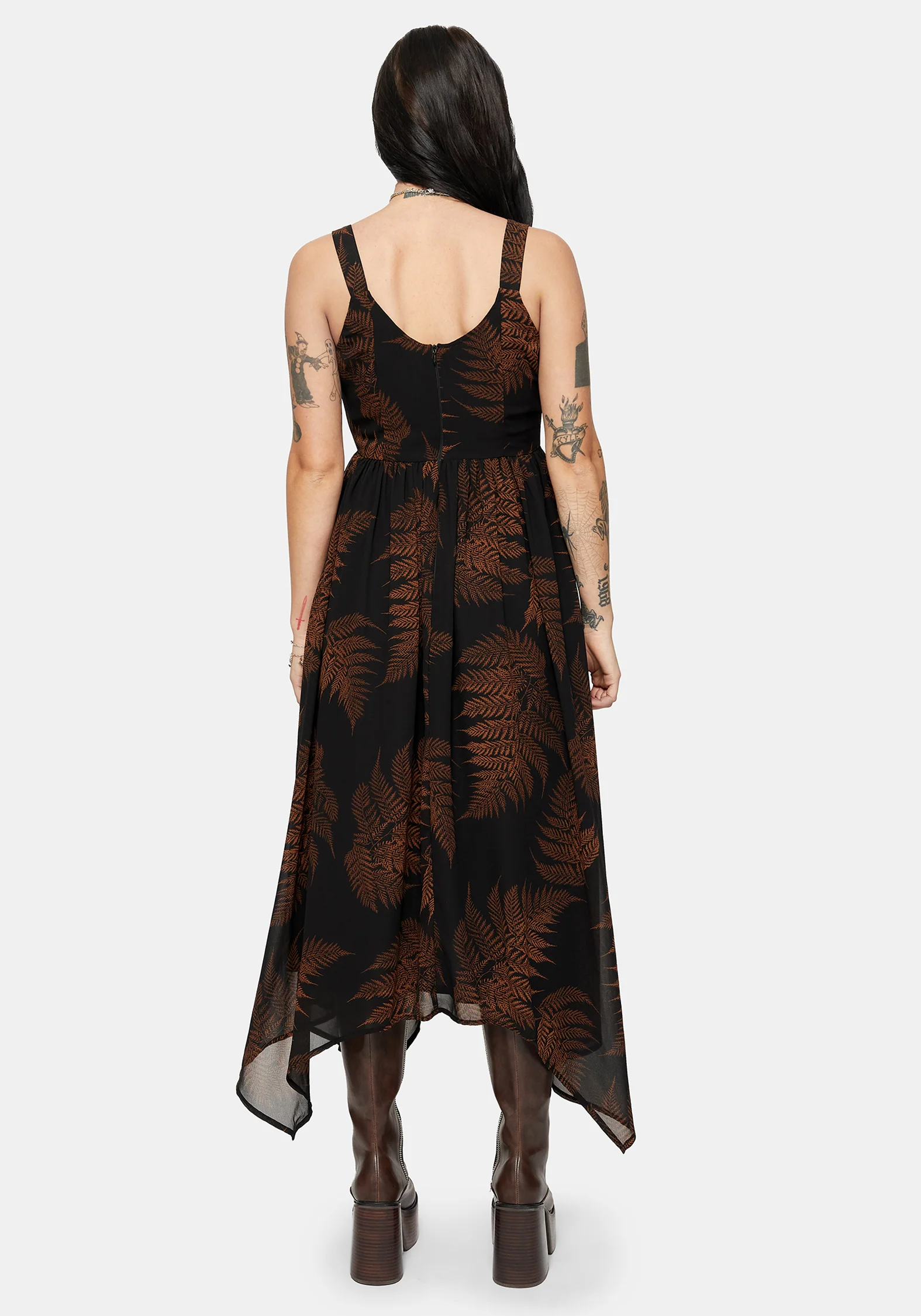 Ruin Farn Chiffon Taschentuch Saum Midaxi Kleid - Image 3