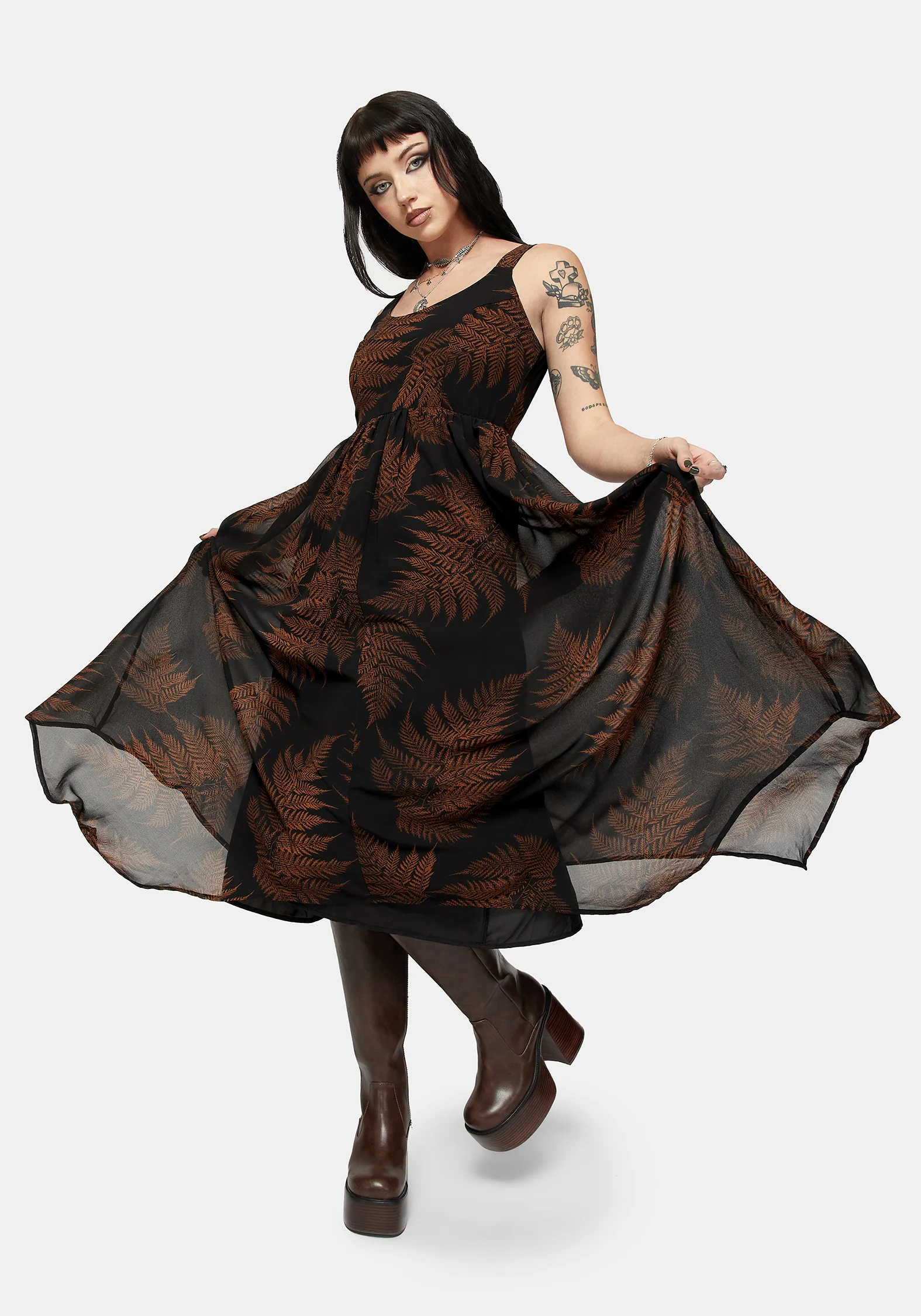 Ruin Farn Chiffon Taschentuch Saum Midaxi Kleid - Image 4