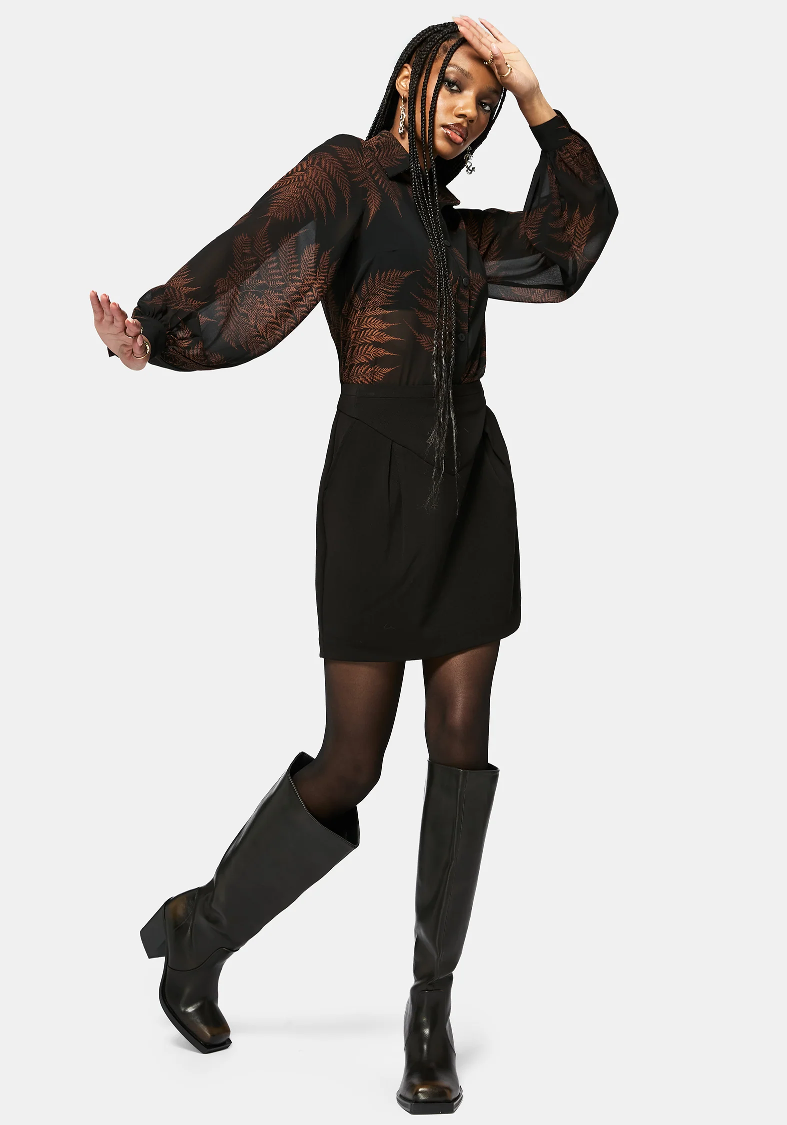 Ruin Farn Druck Chiffon Hemd - Image 7